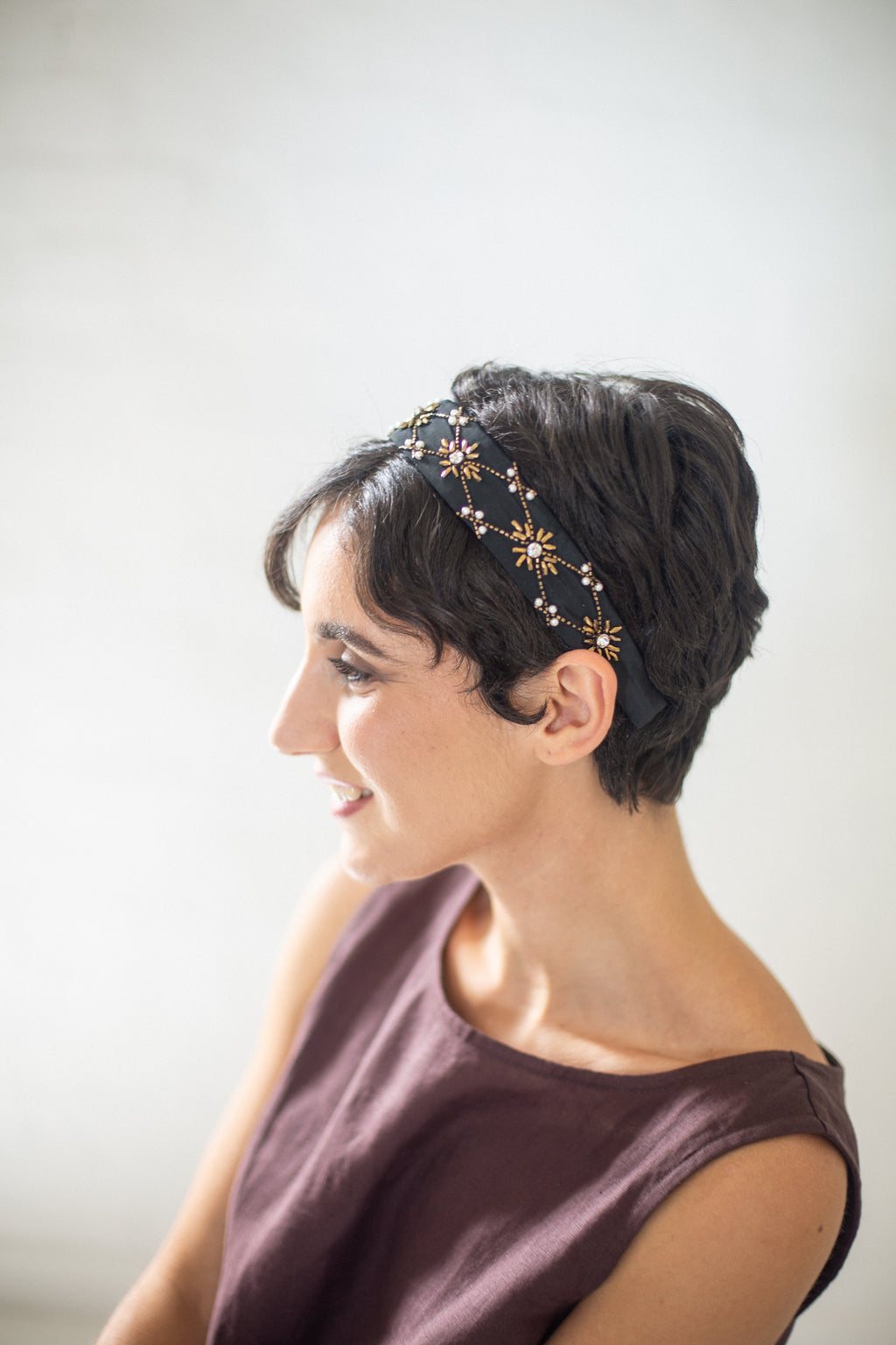Hard Embroidered Headband | Rhiannon