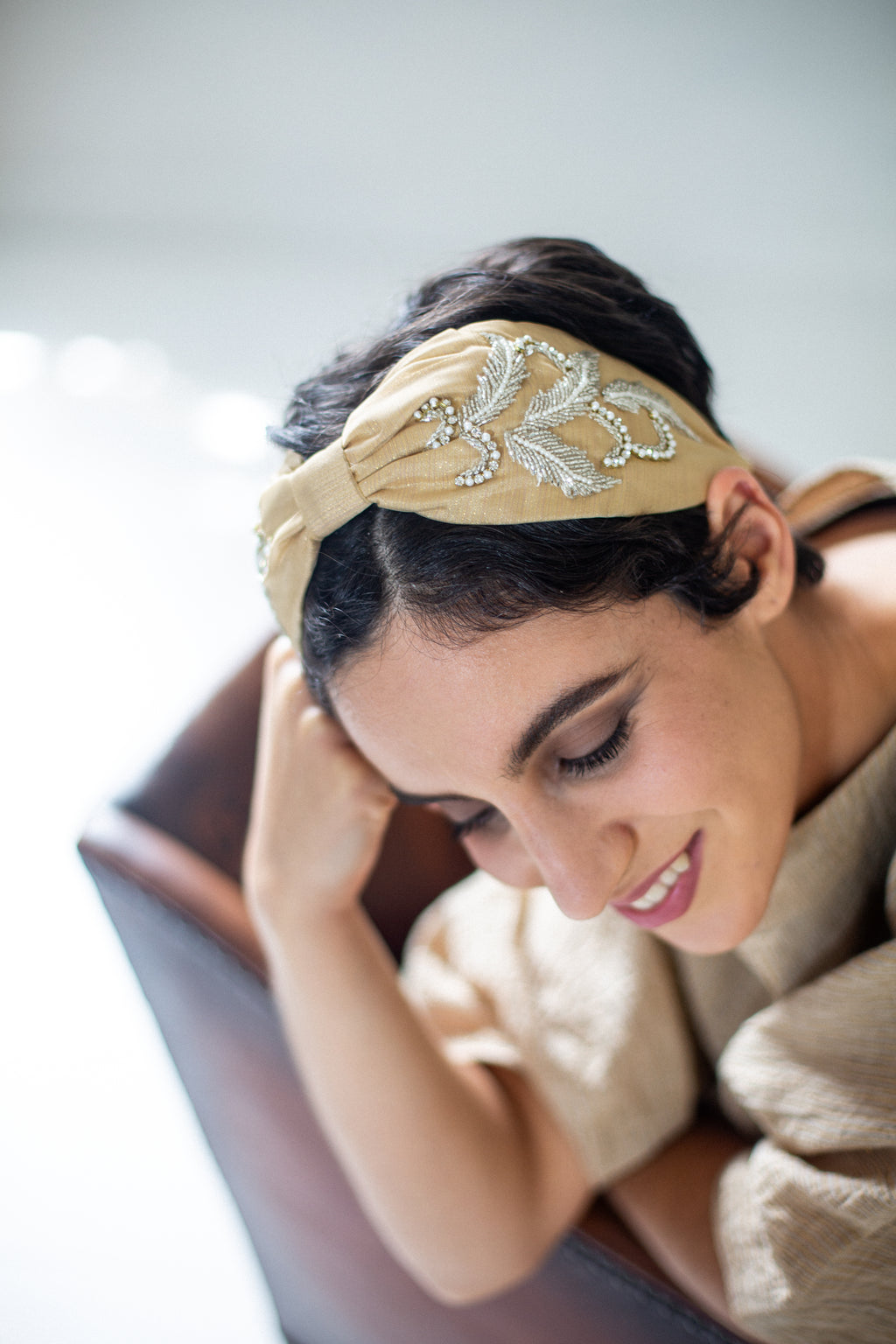 Hard Embroidered Headband | Ginger
