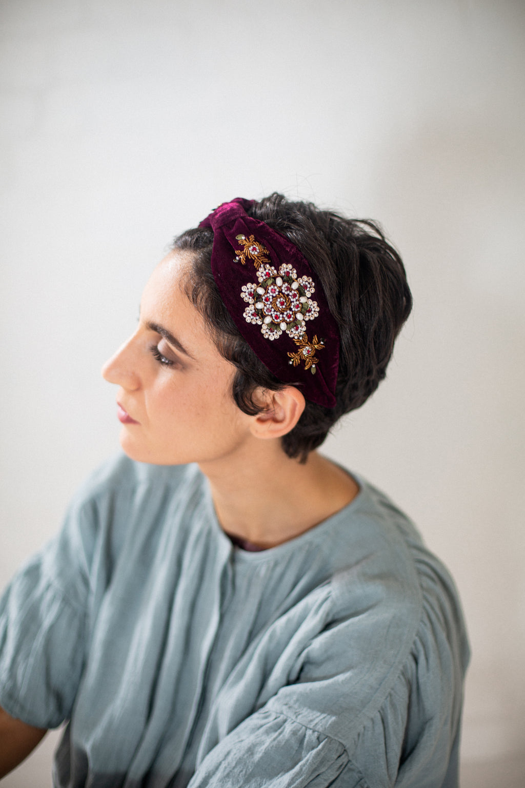 Hard Embroidered Headband | Rita