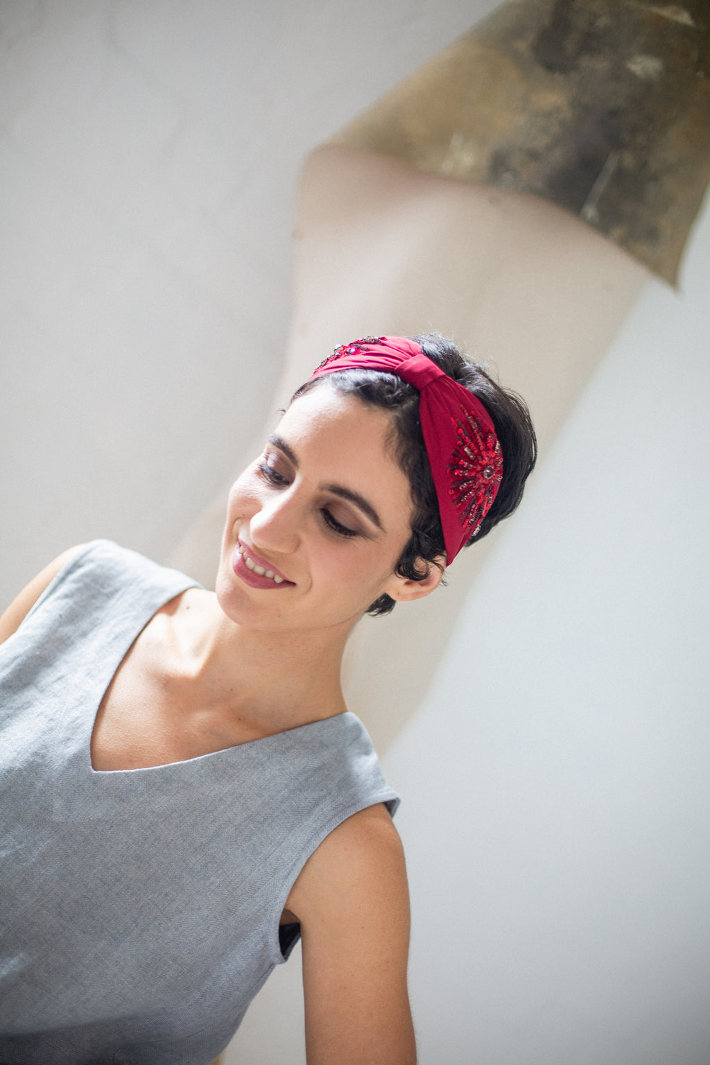 Hard Embroidered Headband | Rosie