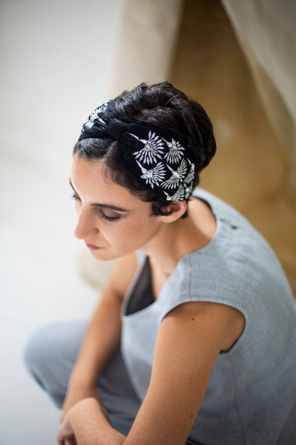 Hard Embroidered Headband | Lily
