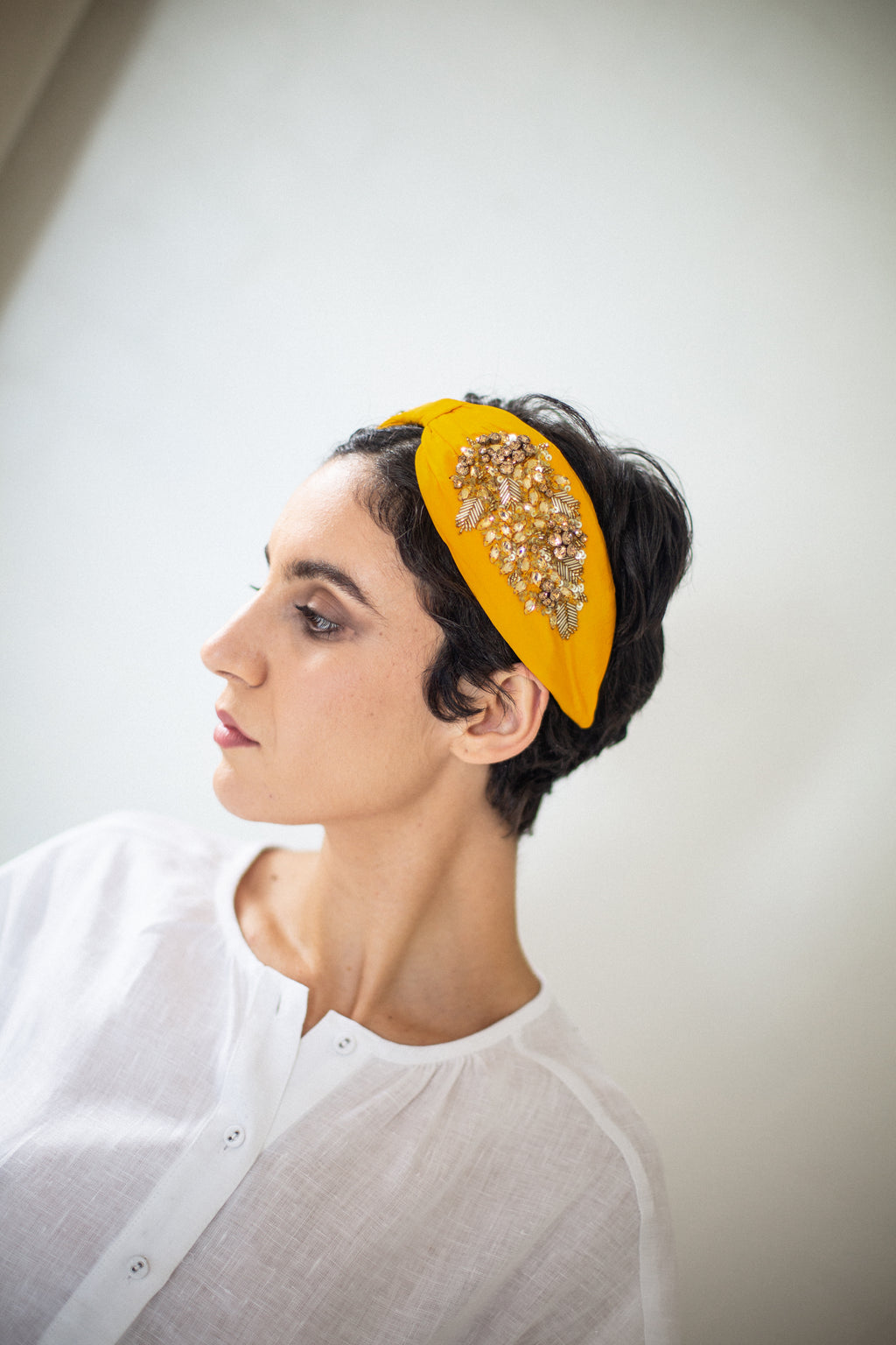 Hard Embroidered Headband | Goldie