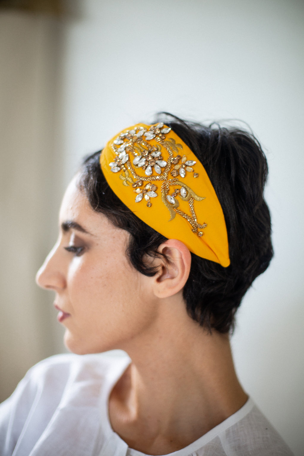 Hard Embroidered Headband | Poppy