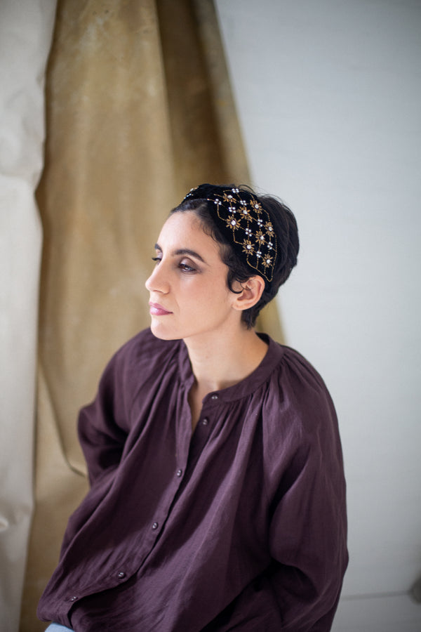 Hard Embroidered Headband | Odette