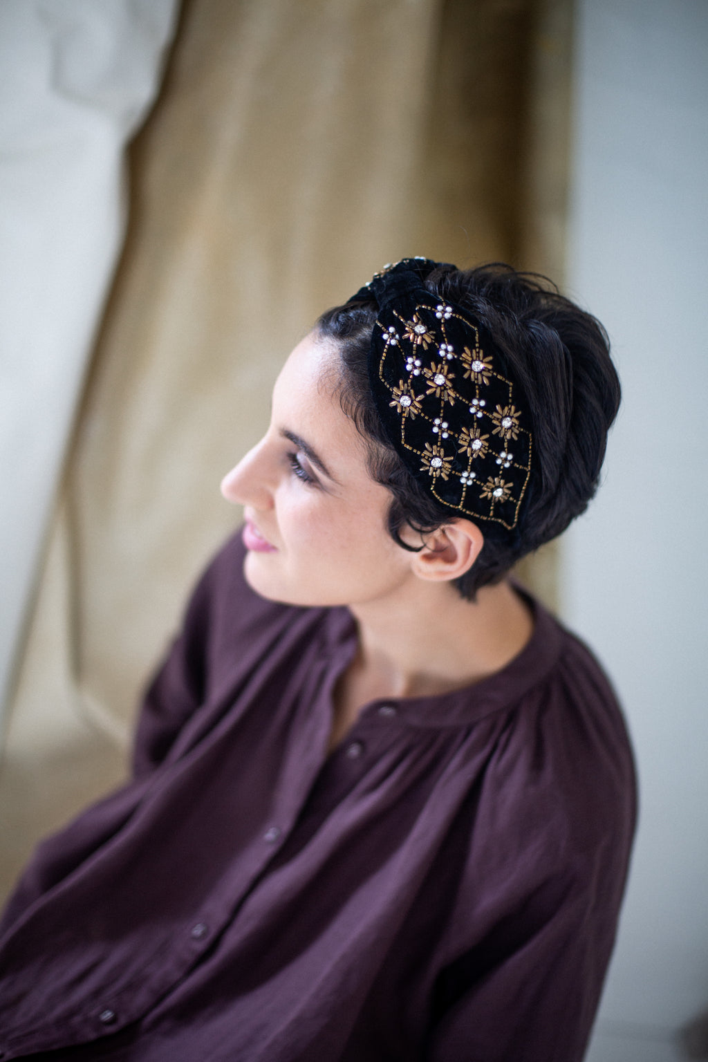Hard Embroidered Headband | Odette