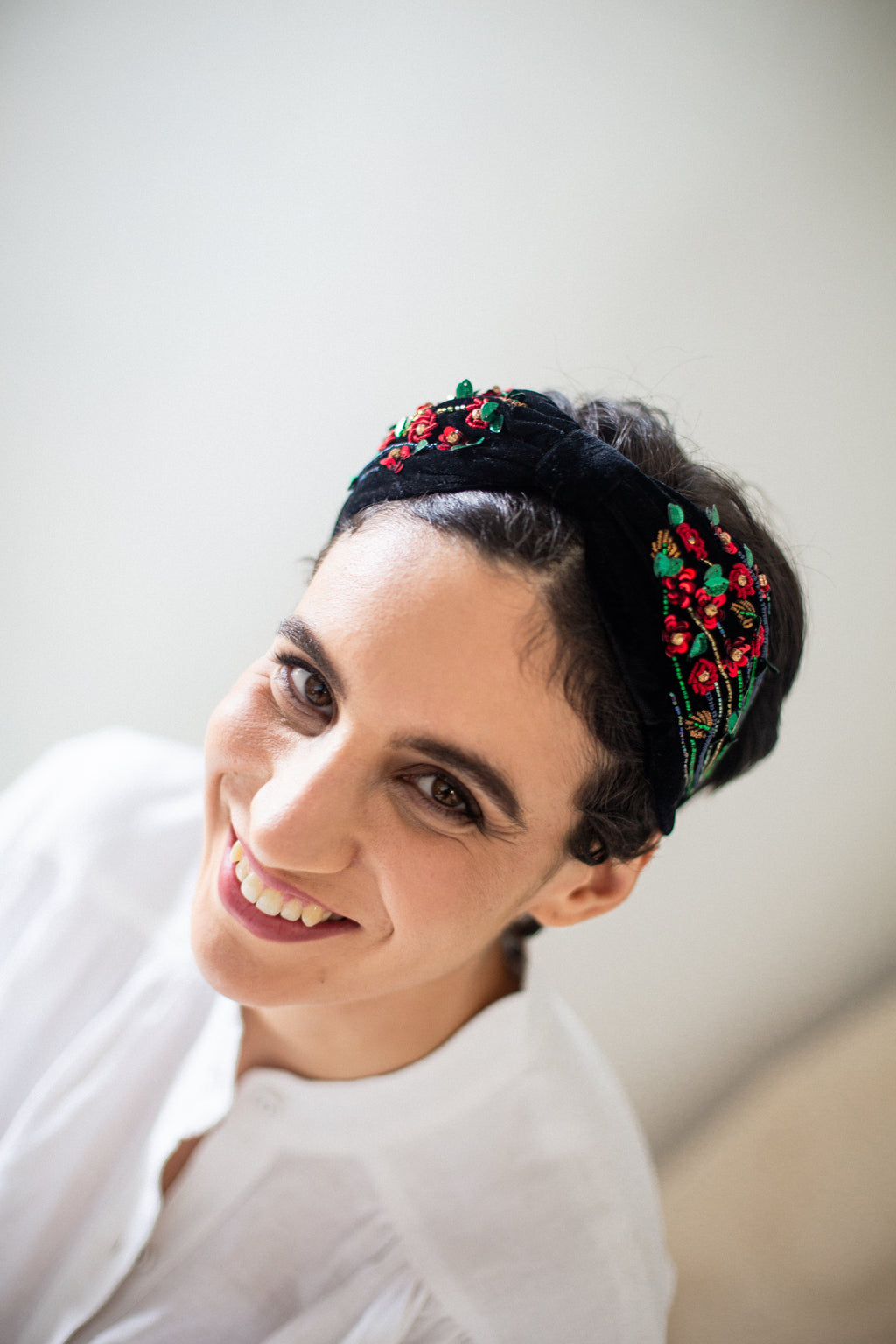 Hard Embroidered Headband | Rose