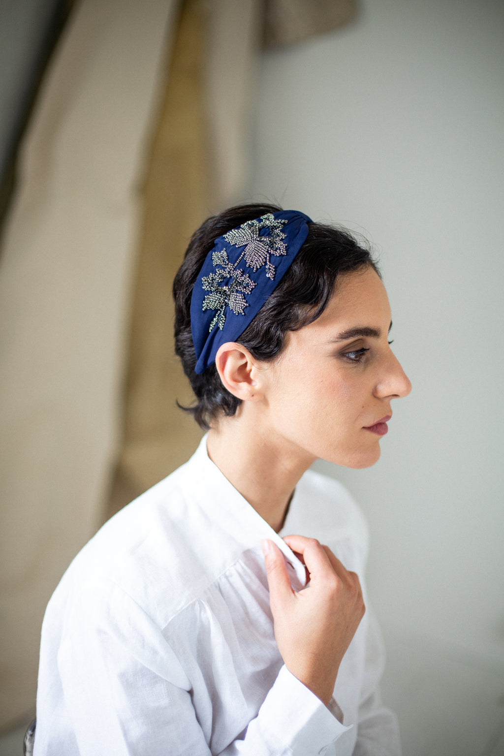 Hard Embroidered Headband | Hazel