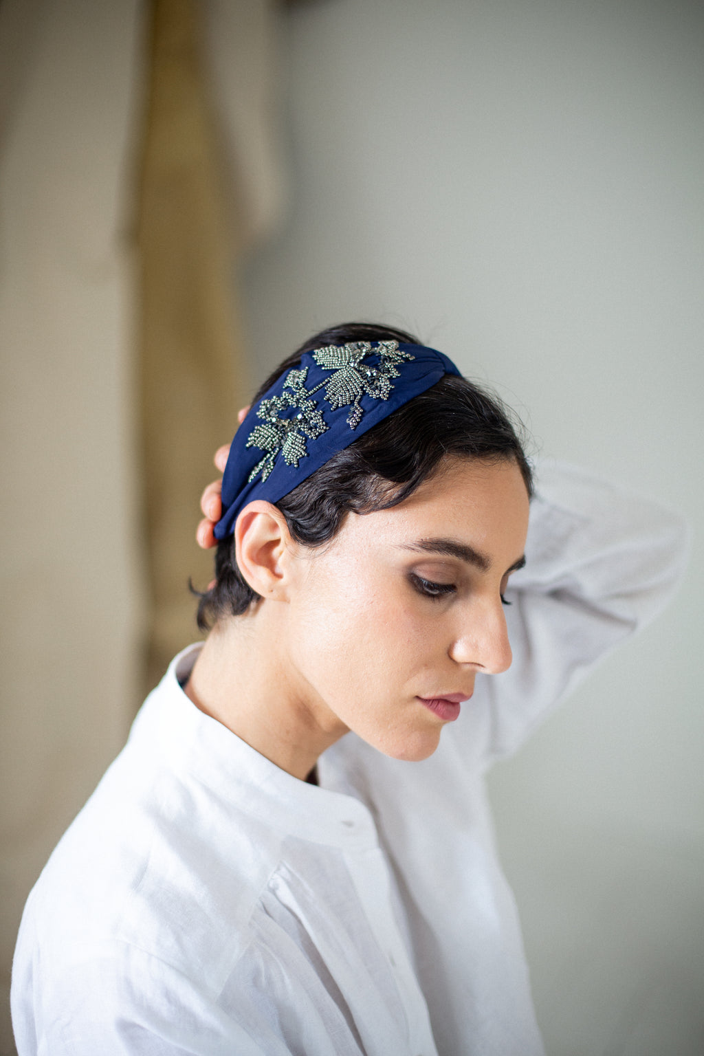 Hard Embroidered Headband | Hazel