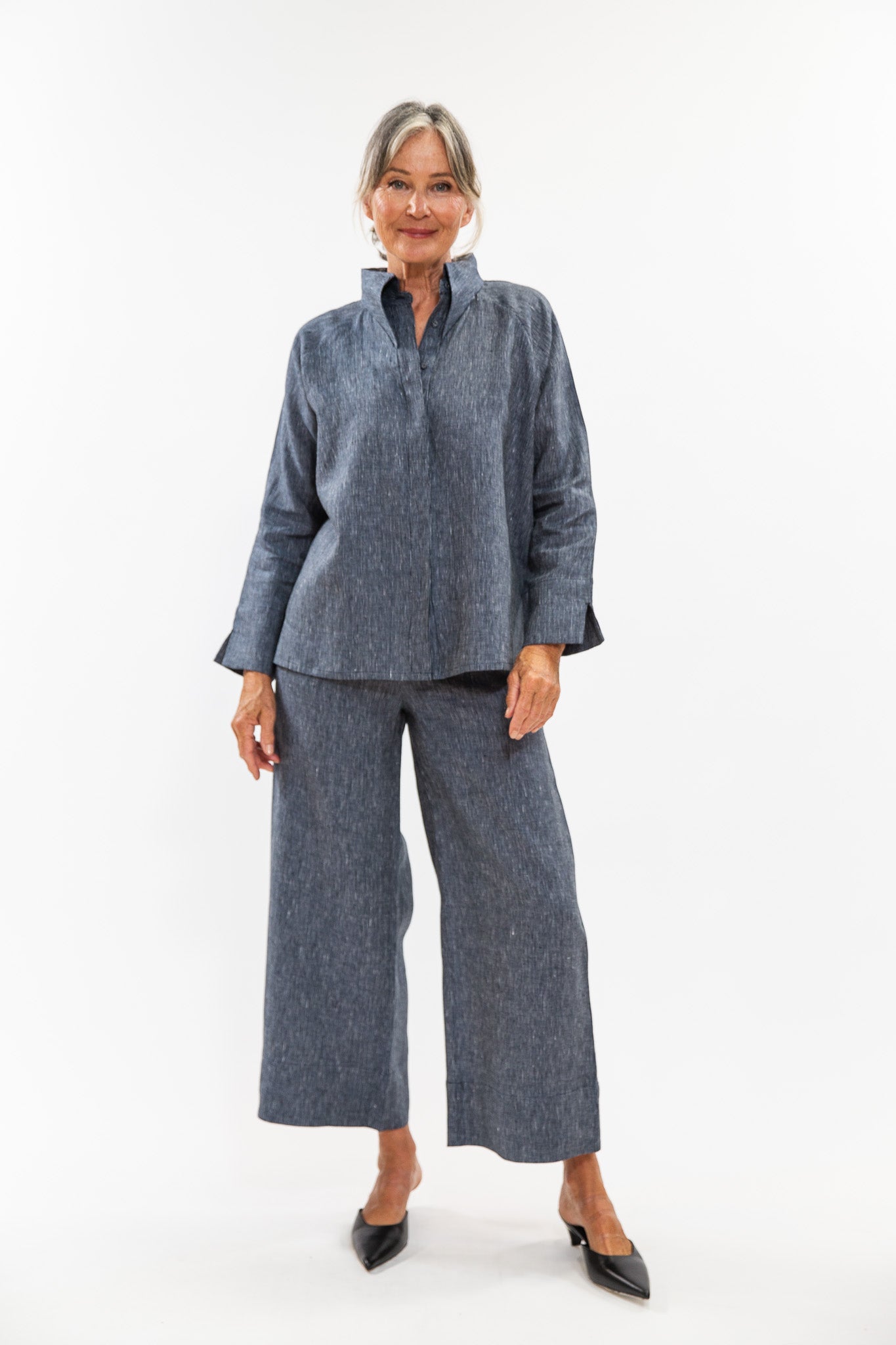 Clarke Shirt | Navy Pinstripe