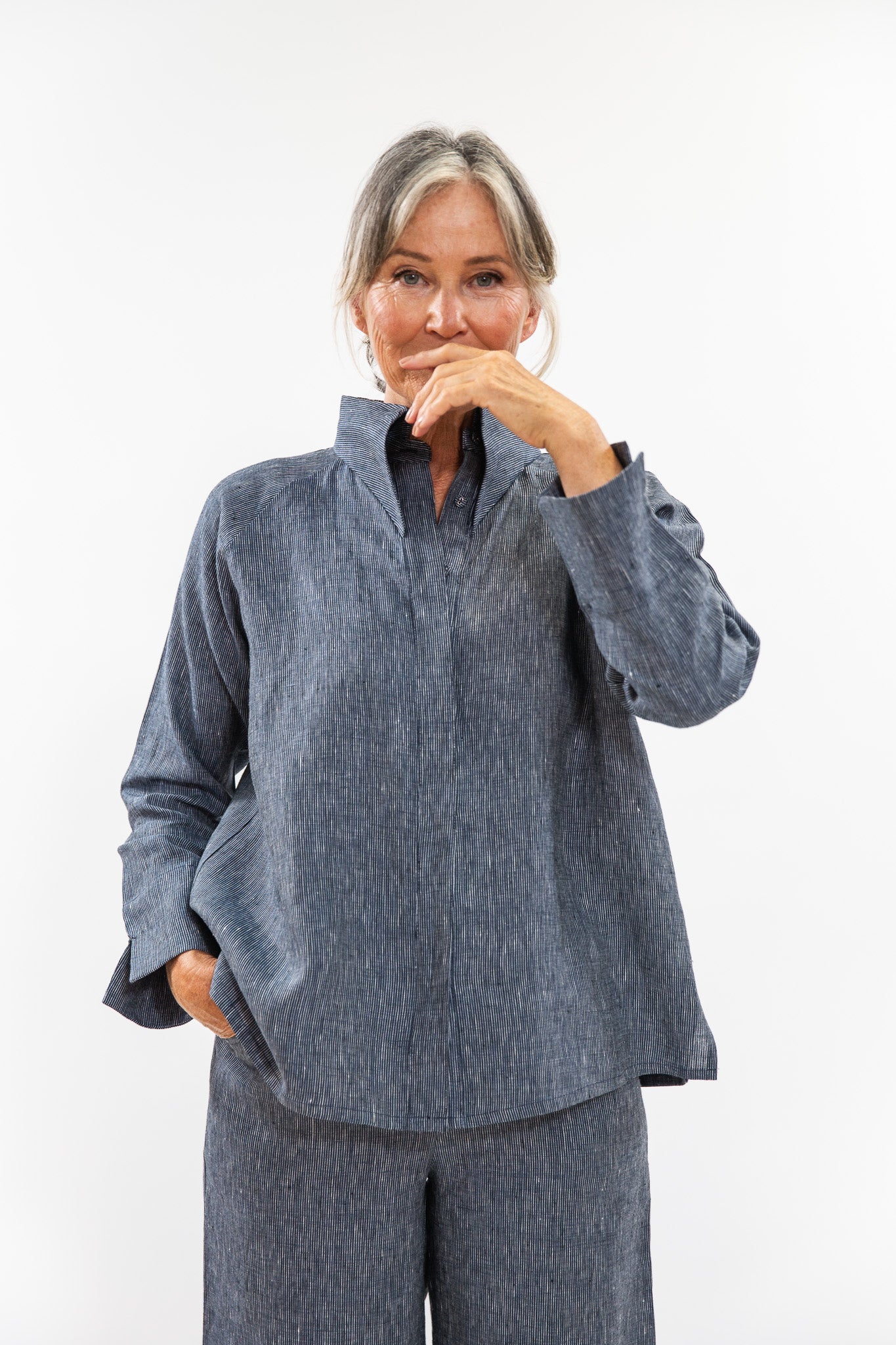 Clarke Shirt | Navy Pinstripe