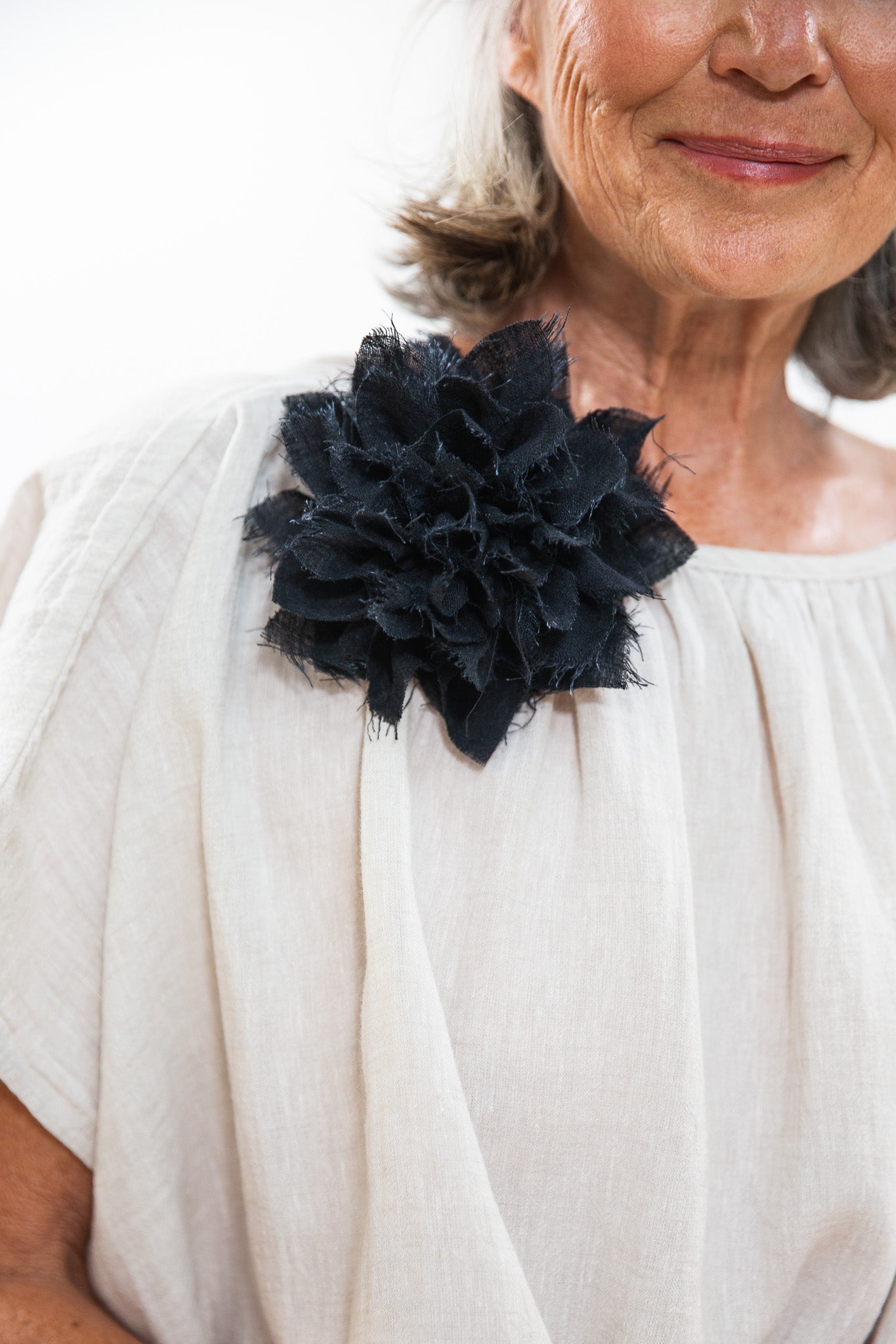 Fabric Flower Brooch | Black Crush