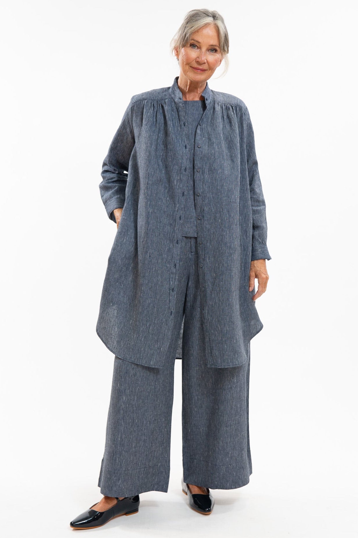 Ophelia Shirt Dress | Navy Pinstripe