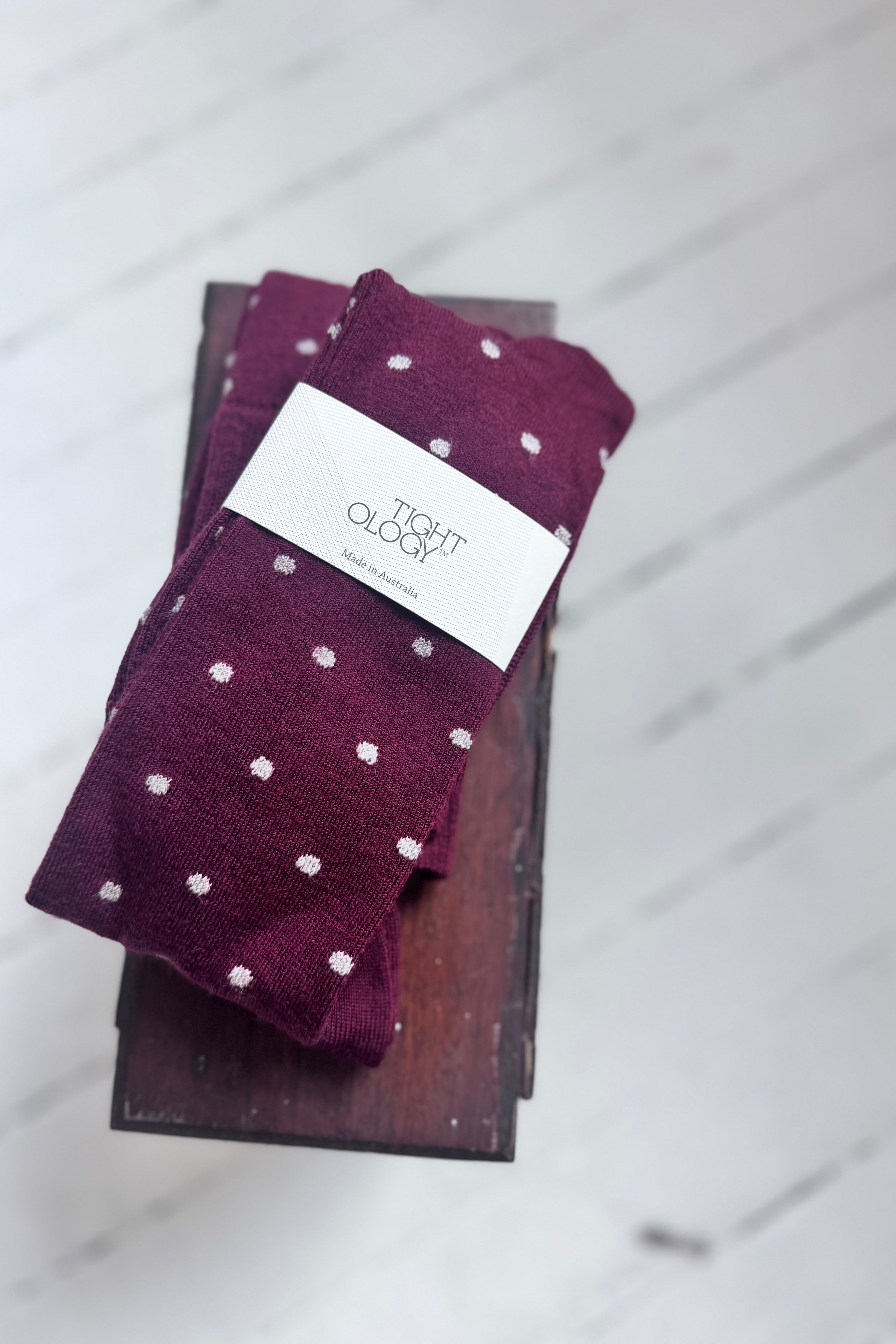 Tightology | Dotty Merino Socks | Burgundy