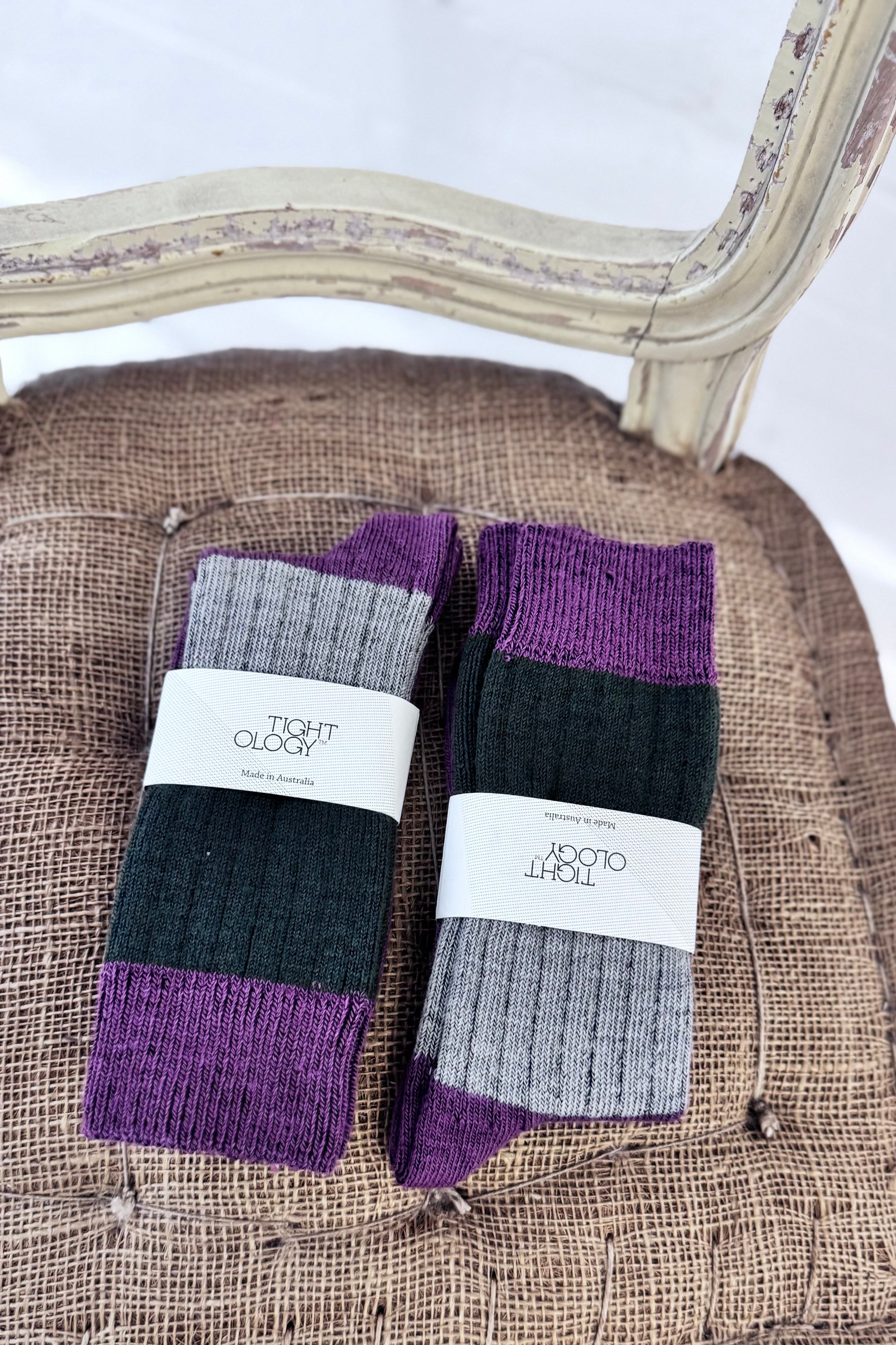 Tightology | Chunky Rib Merino Socks | Mauve