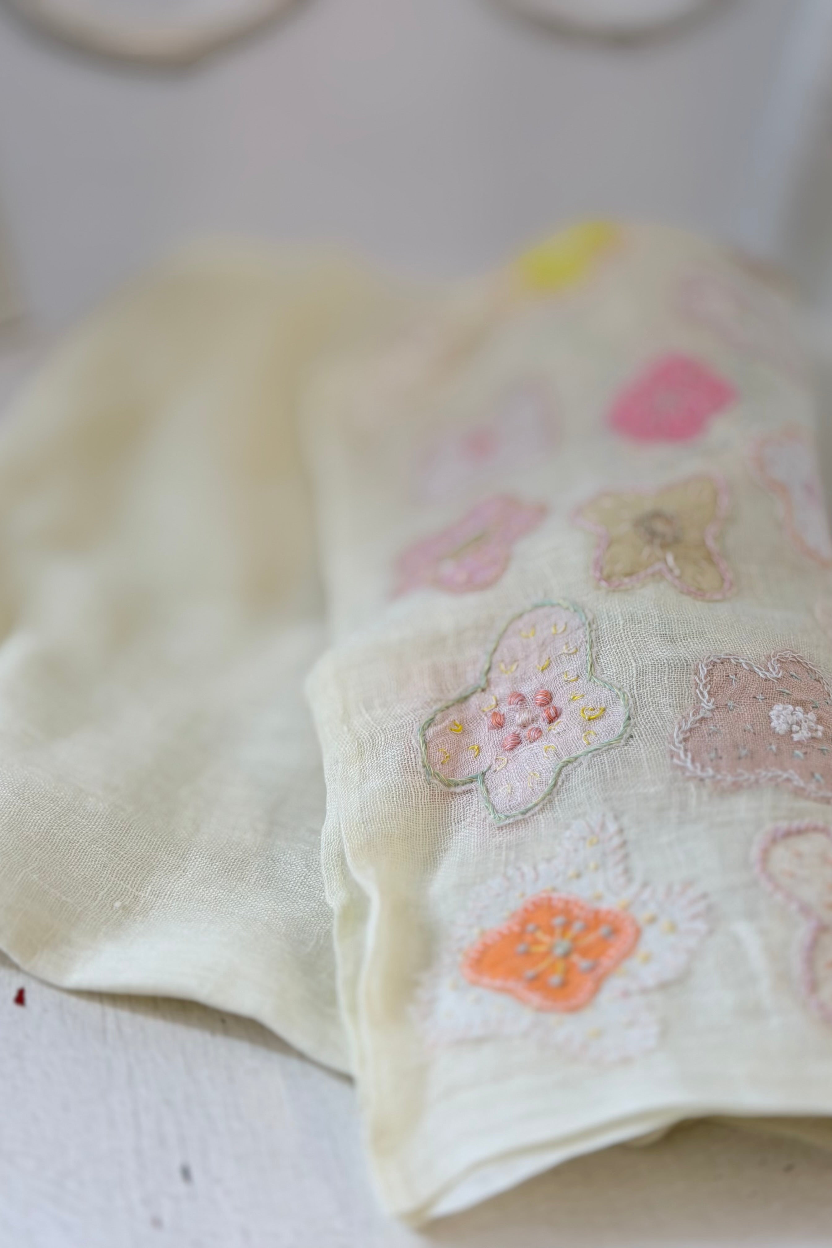 Sophie Digard | Delicate Embroidered Linen Scarf | Tilly
