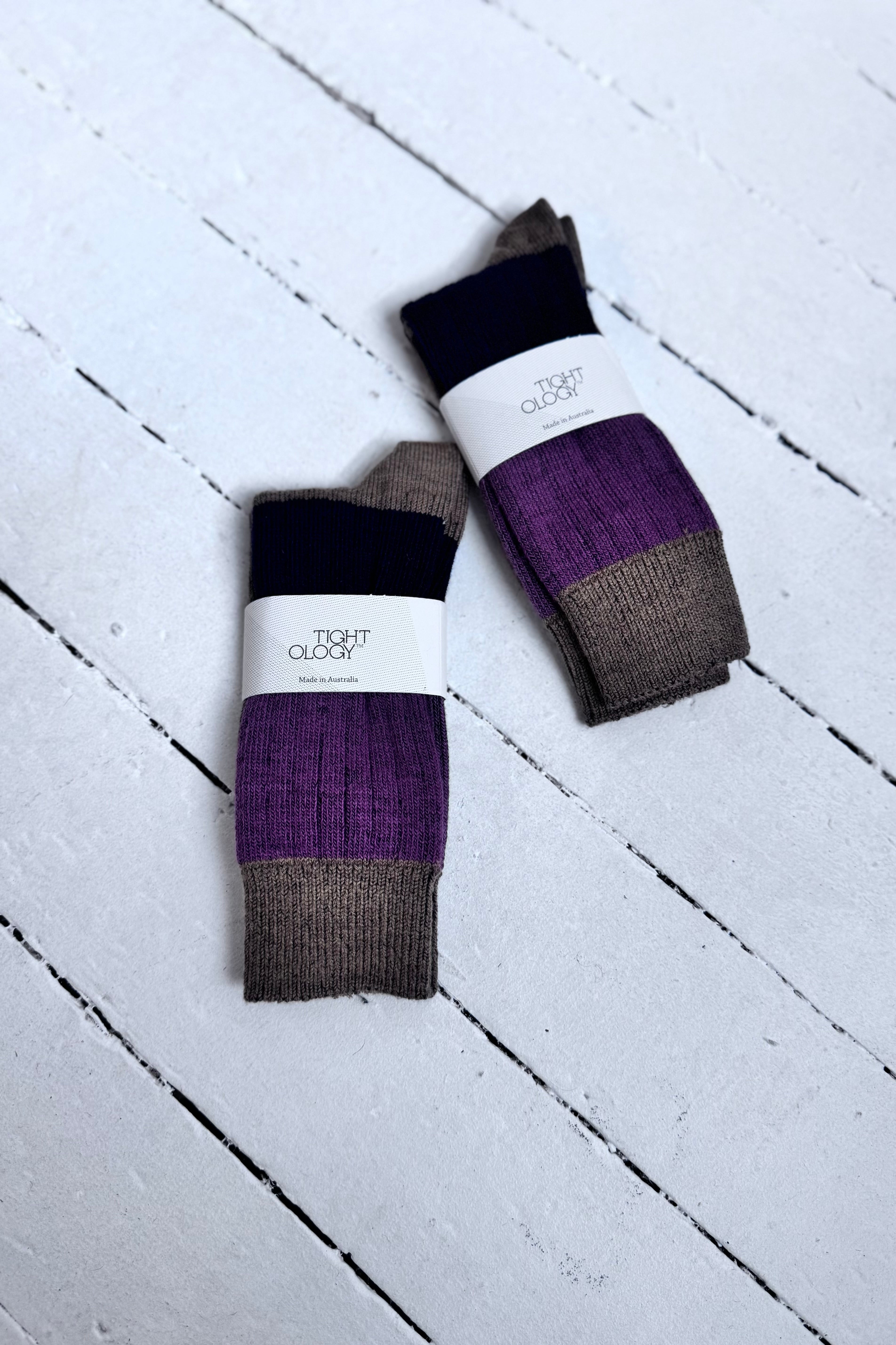 Tightology | Chunky Rib Merino Socks | Khaki