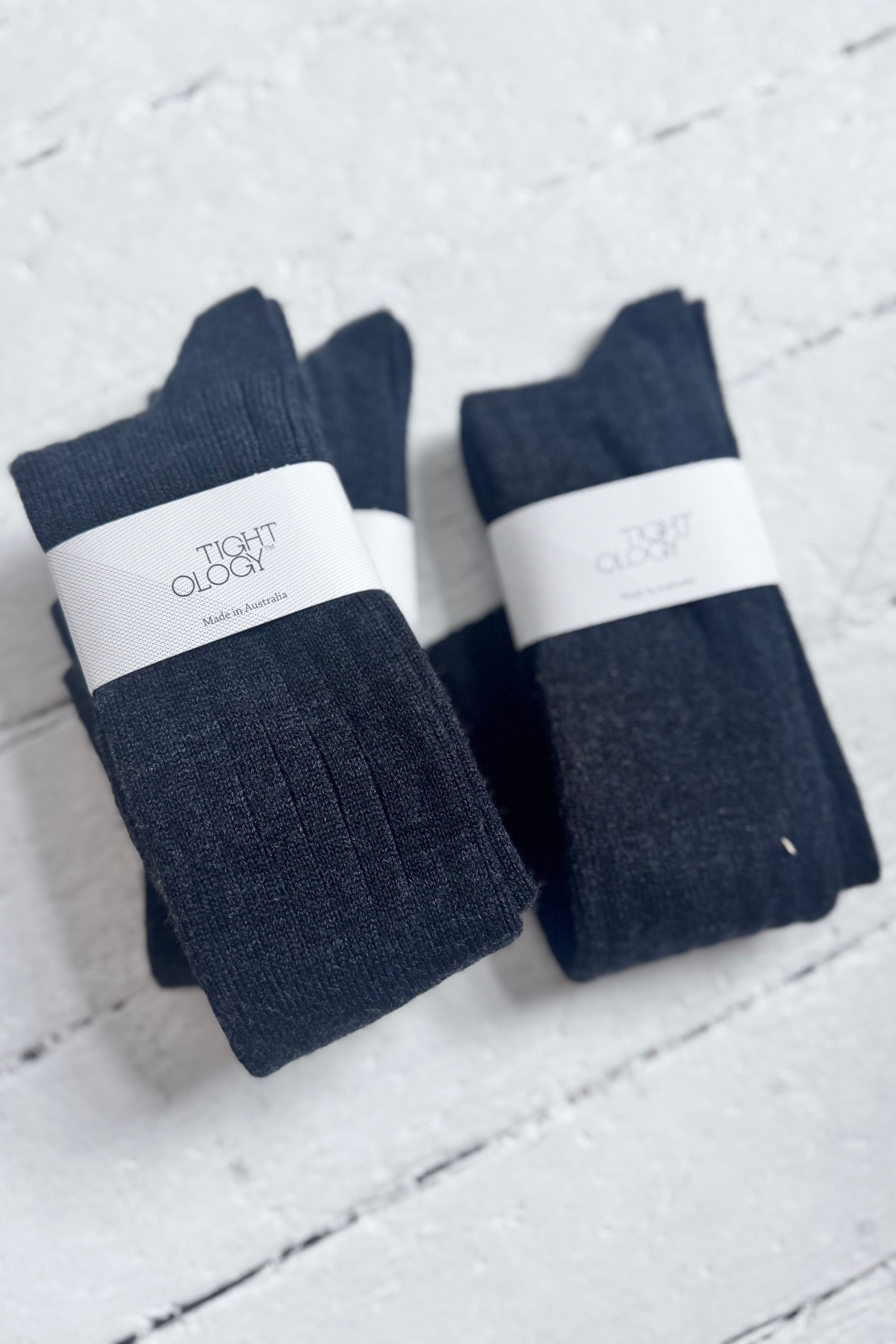 Tightology | Long Rib Merino Socks | Charcoal