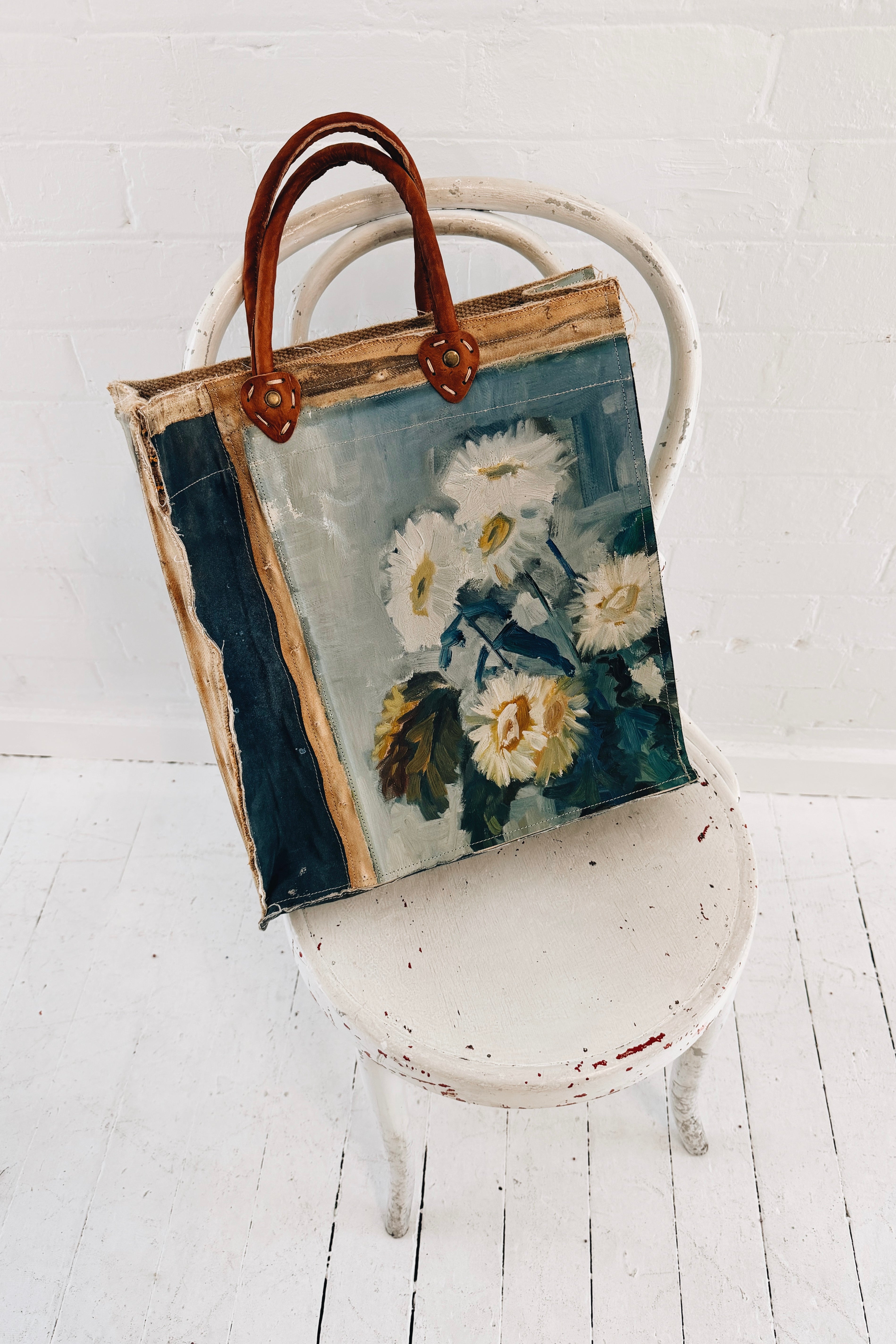 Swarm | Oil Painting Bag | White Chrysanthemum