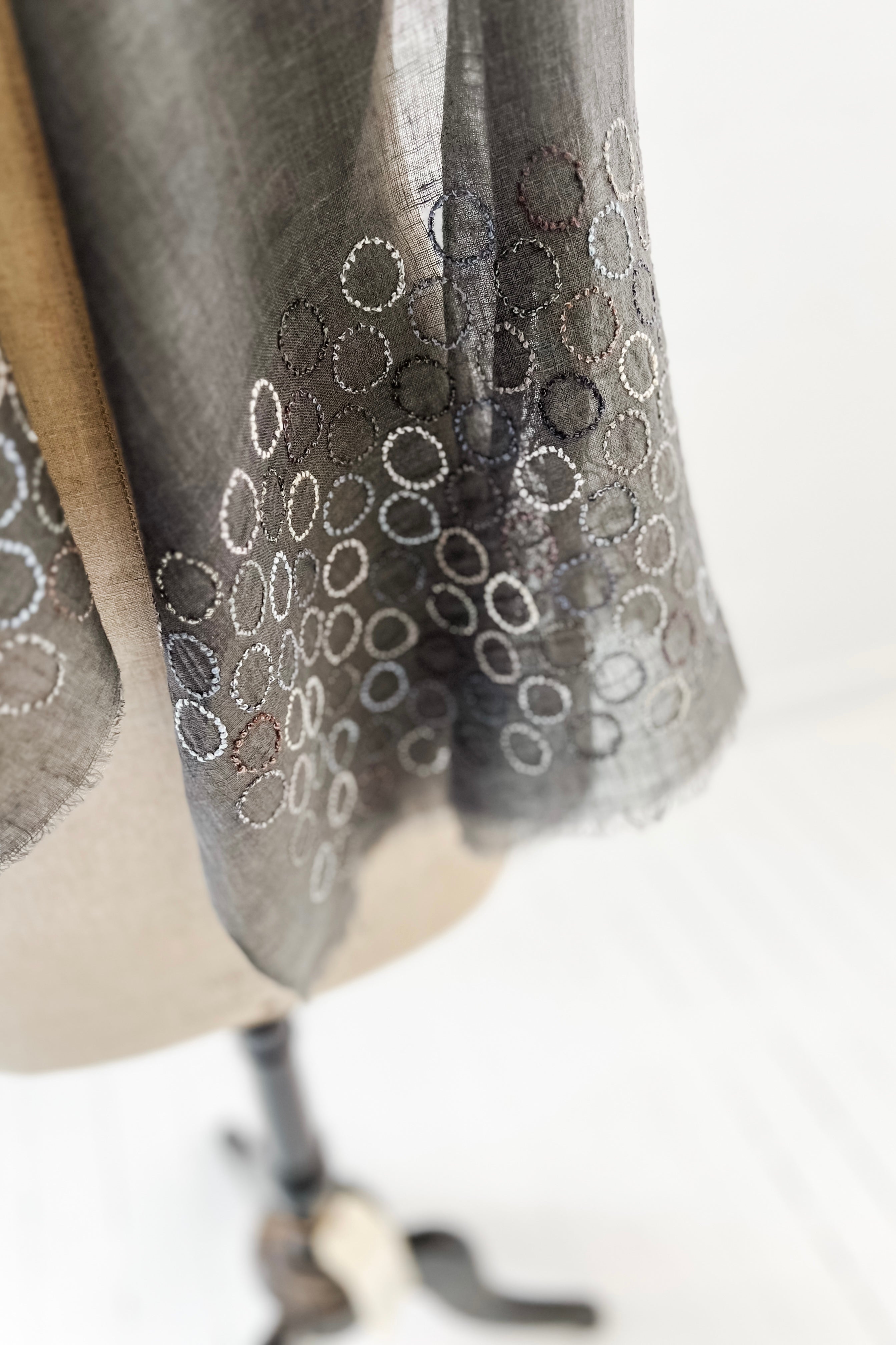 Sophie Digard | Embroidered Linen Stole | Spot Outline