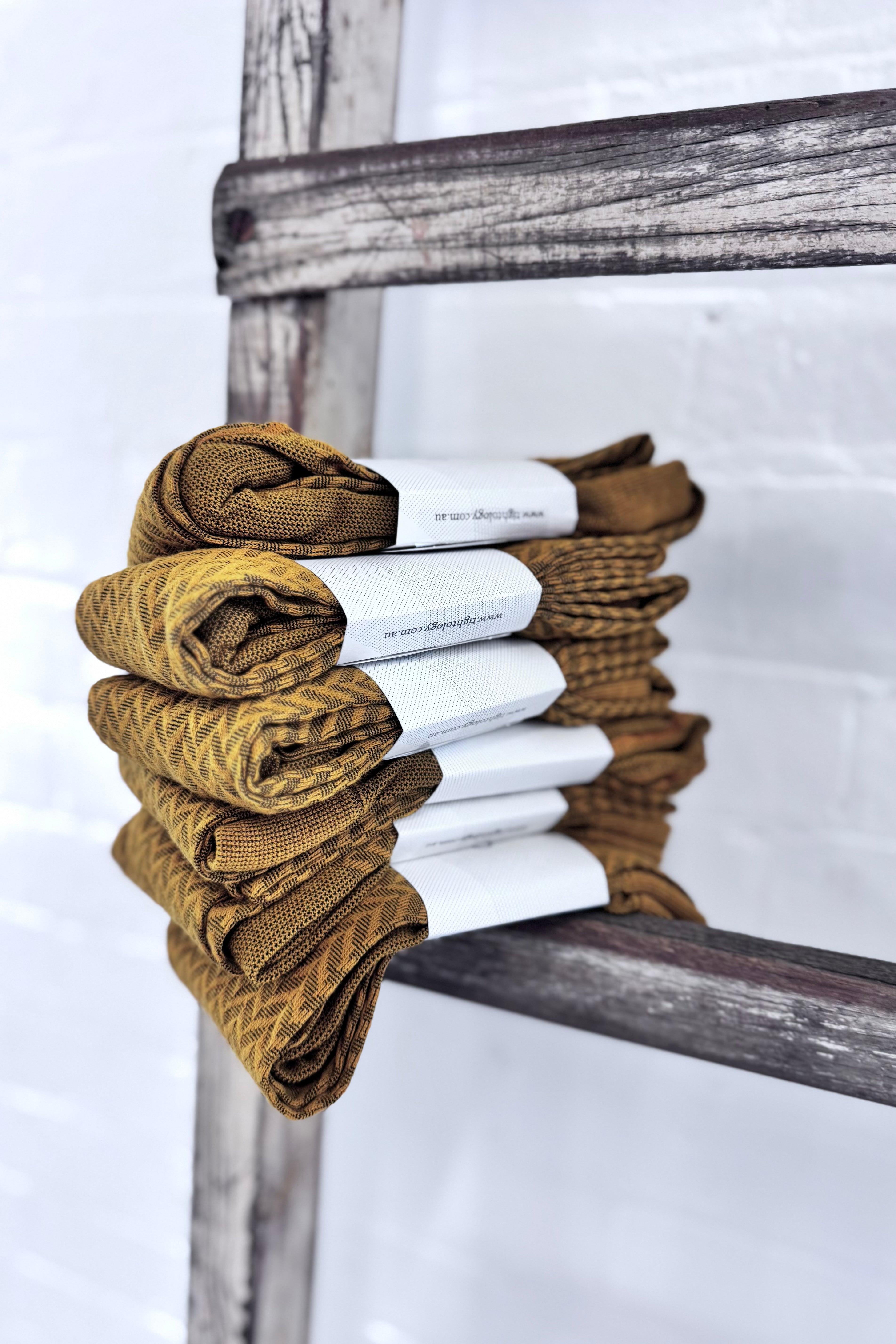Tightology | Herringbone Merino Tights | Mustard