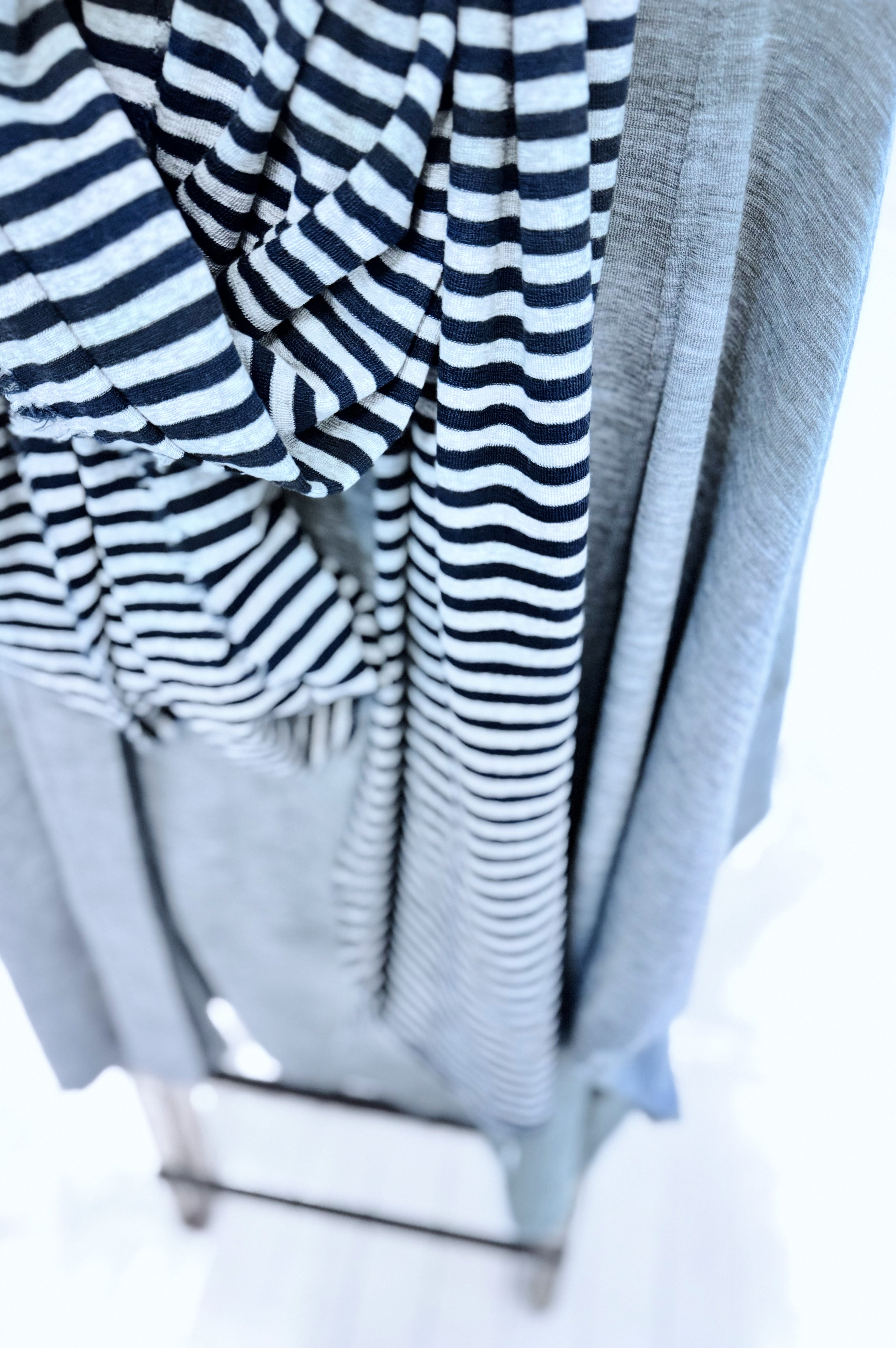 Merino Scarf | Dawn Grey + Charcoal Stripe