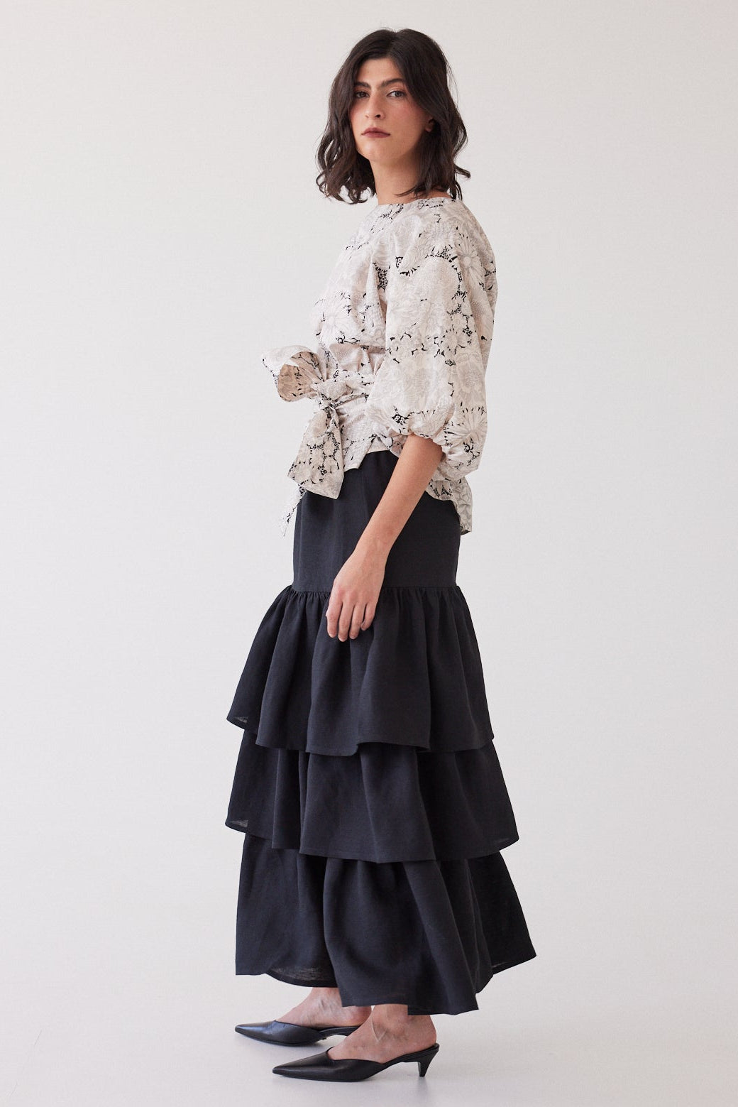 Rivi Ruffle Skirt | Black