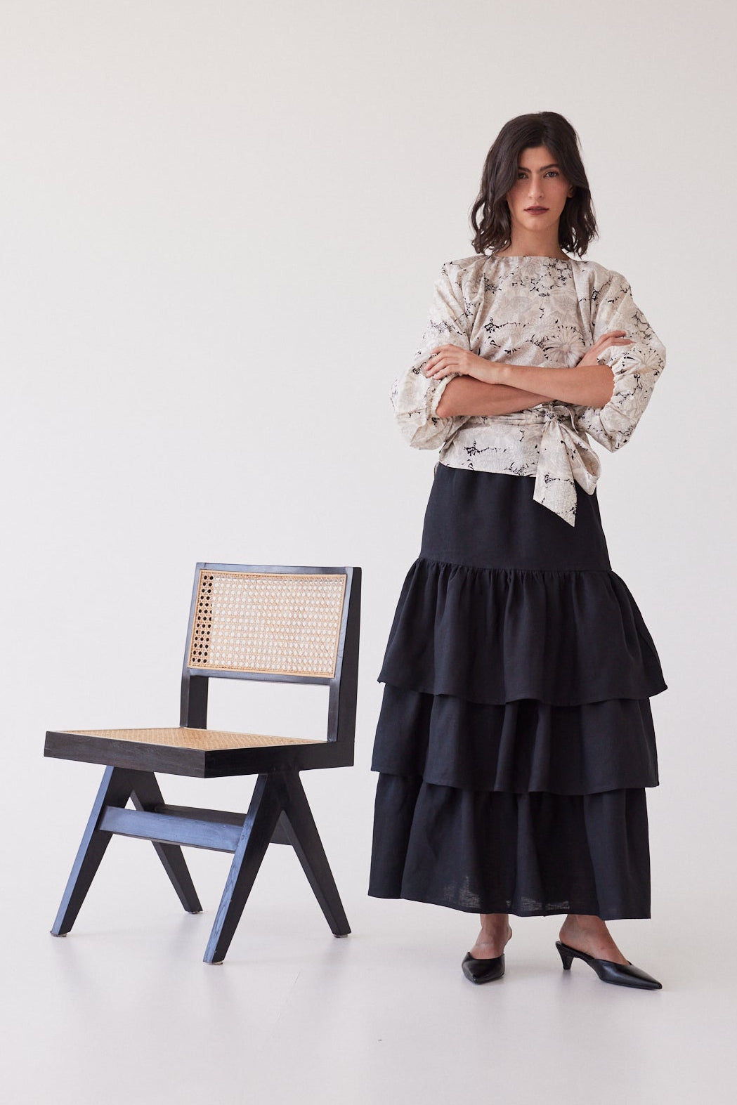 Rivi Ruffle Skirt | Black