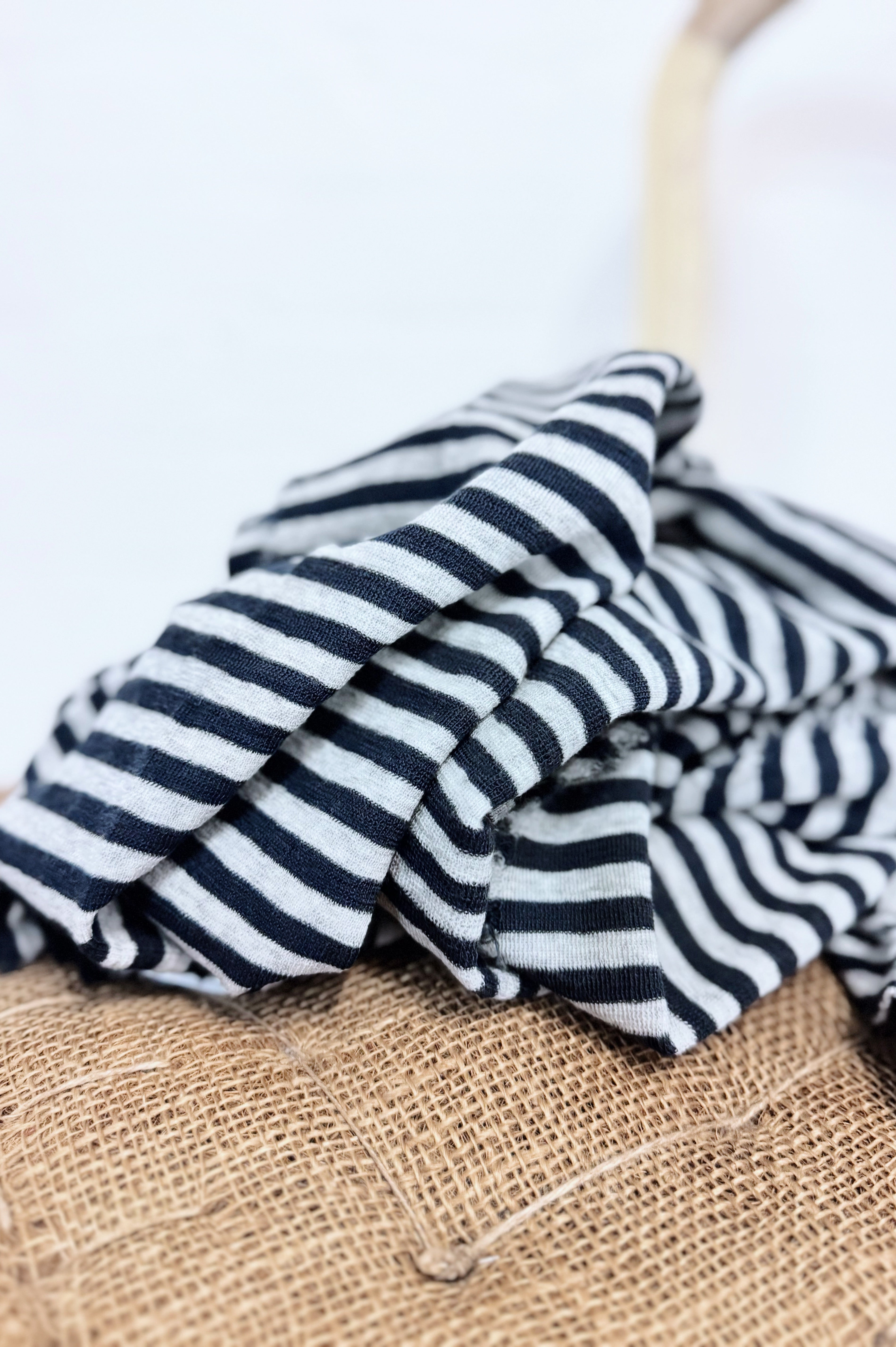 Merino Scarf | Dawn Grey + Charcoal Stripe