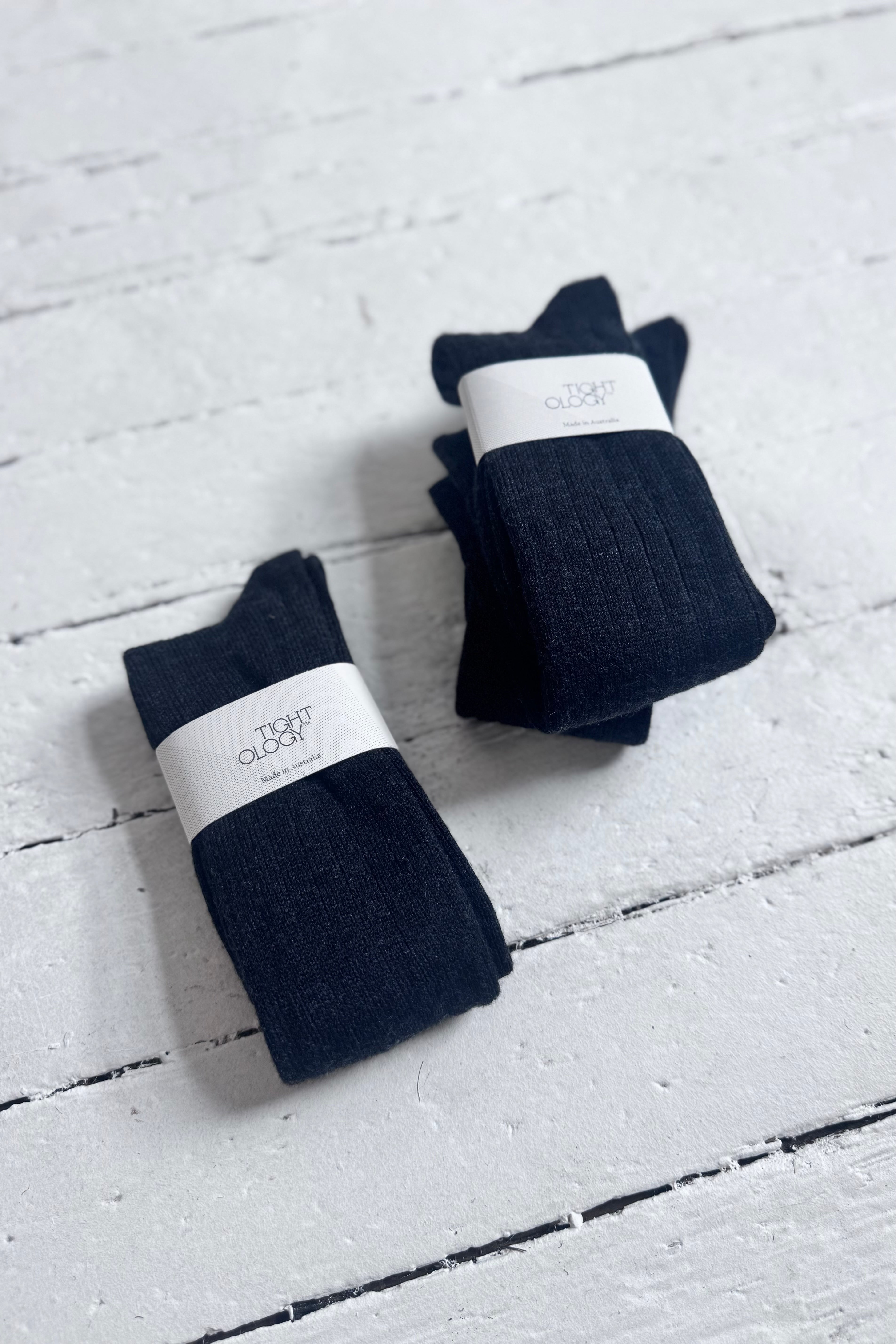 Tightology | Long Rib Merino Socks | Charcoal