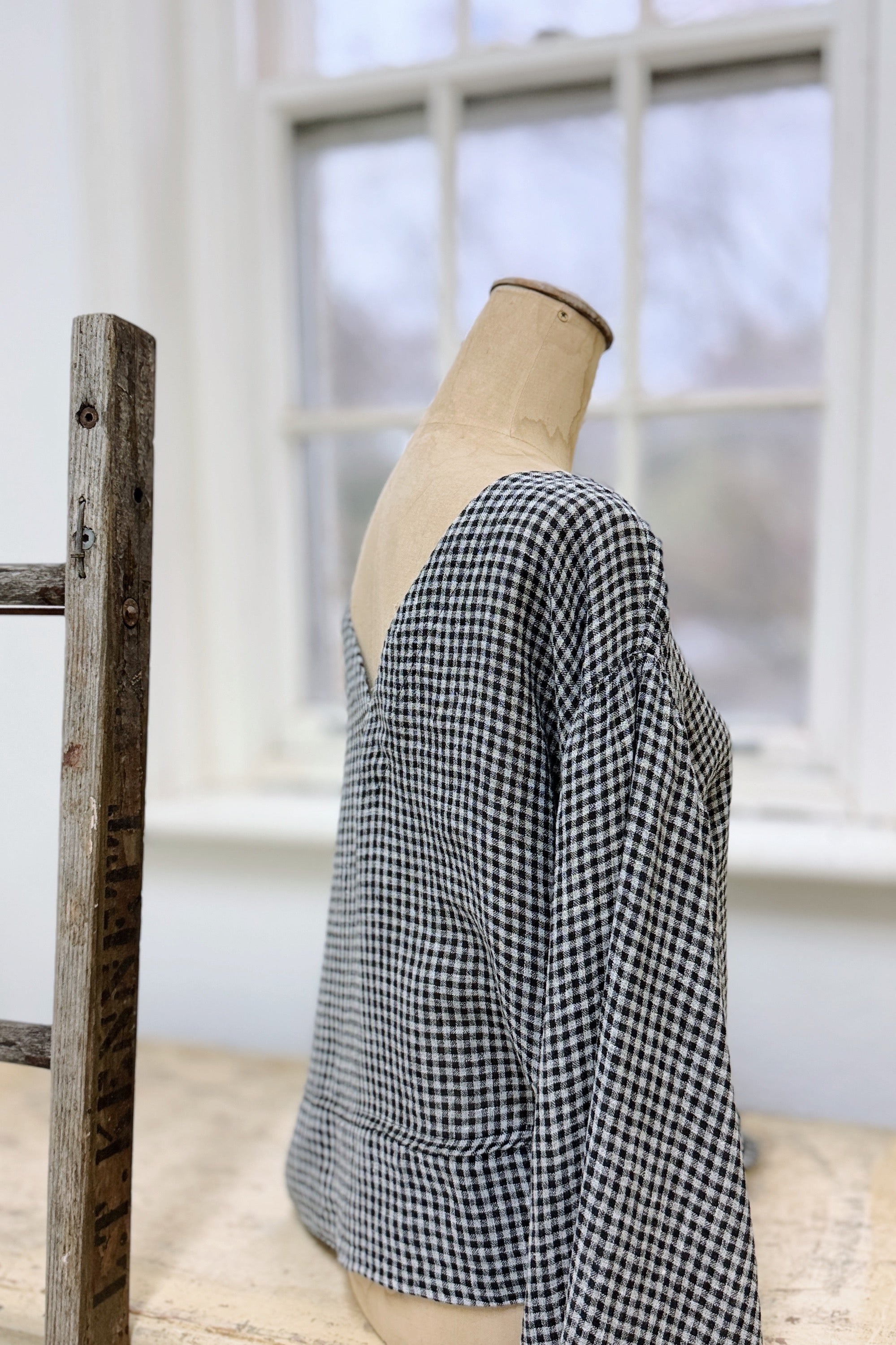 GW | Constance Top | Black Check Gauze | S
