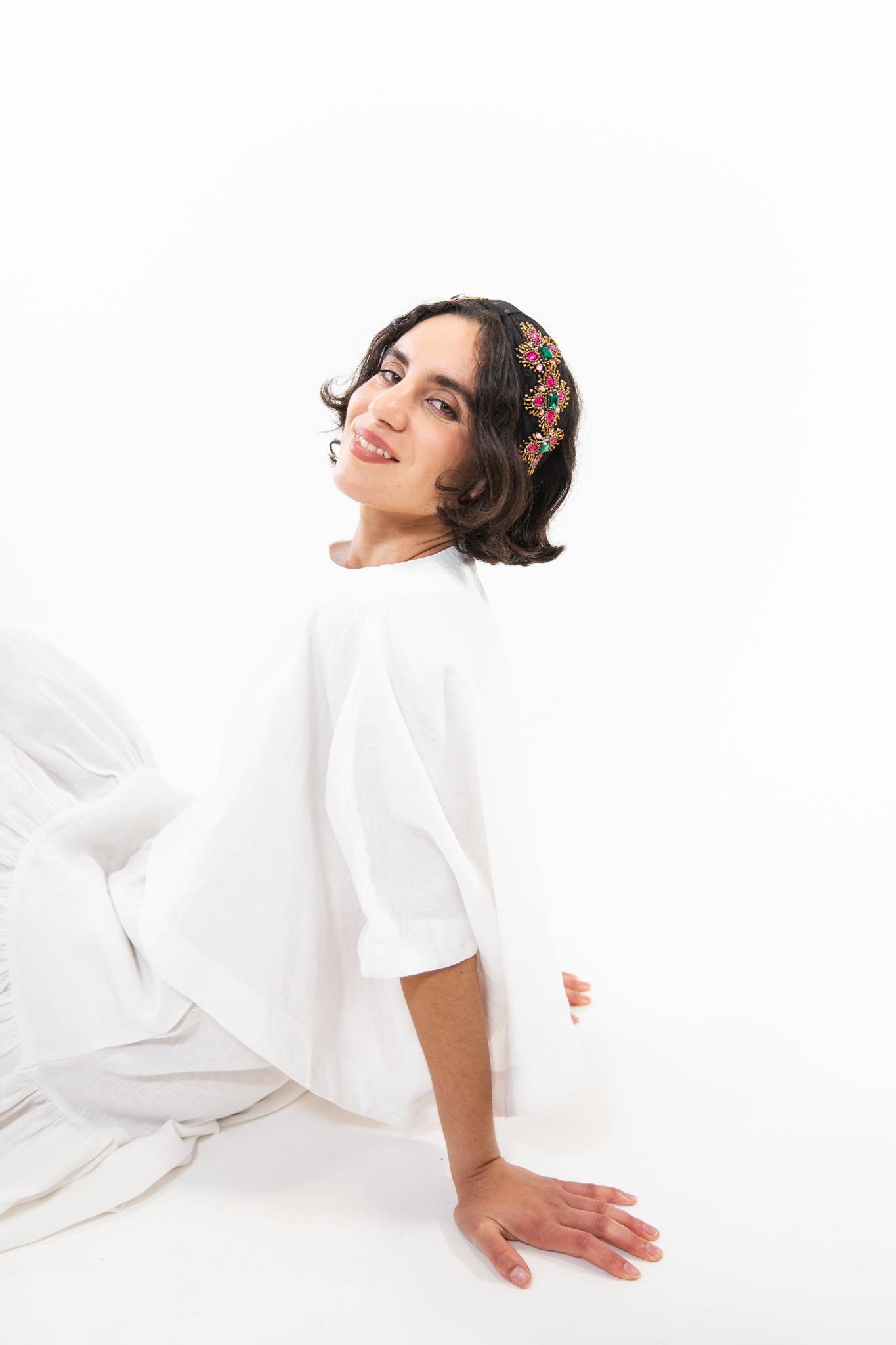 Hard Embroidered Headband | Bronte