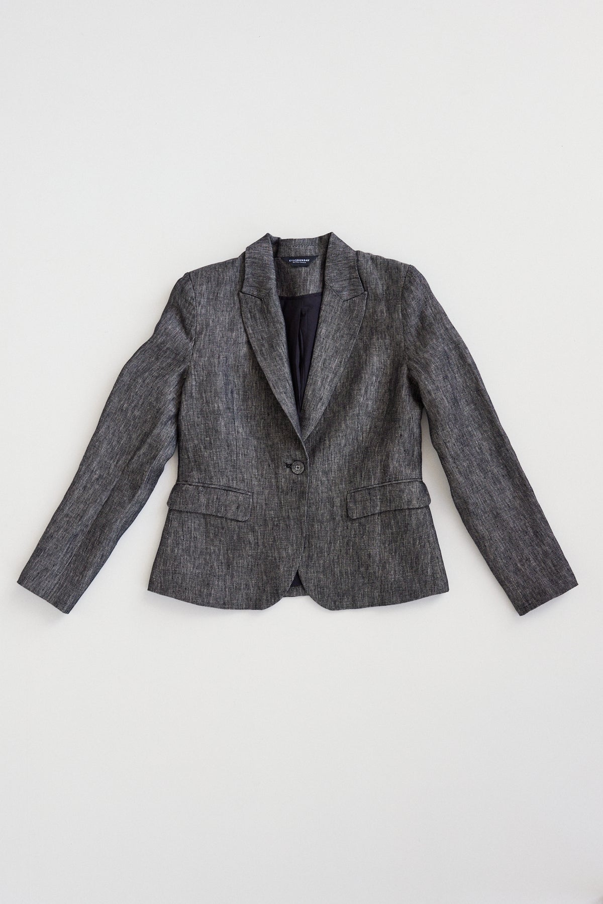 Brooklyn Fitted Blazer | Black Denim Linen