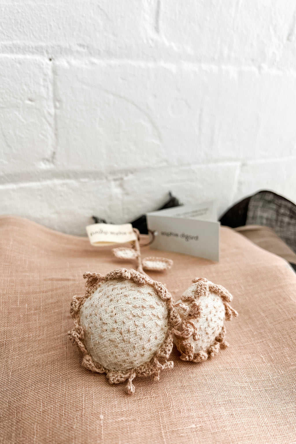 Sophie Digard | Fine Crochet Duo Brooch | Neutral Linen