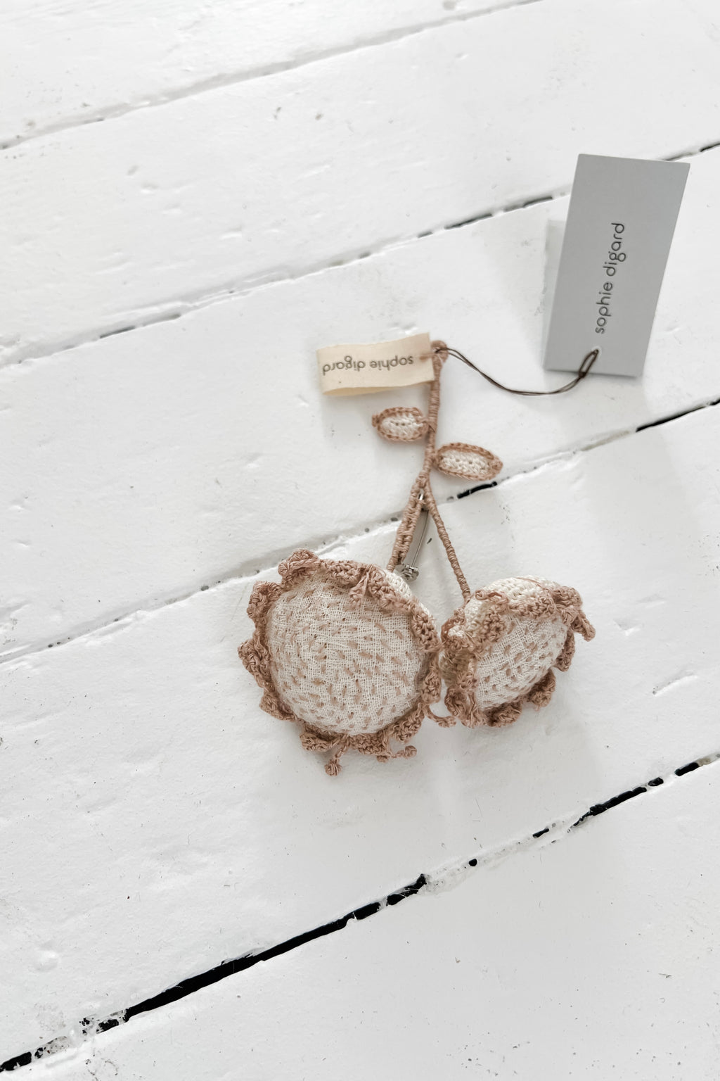 Sophie Digard | Fine Crochet Duo Brooch | Neutral Linen