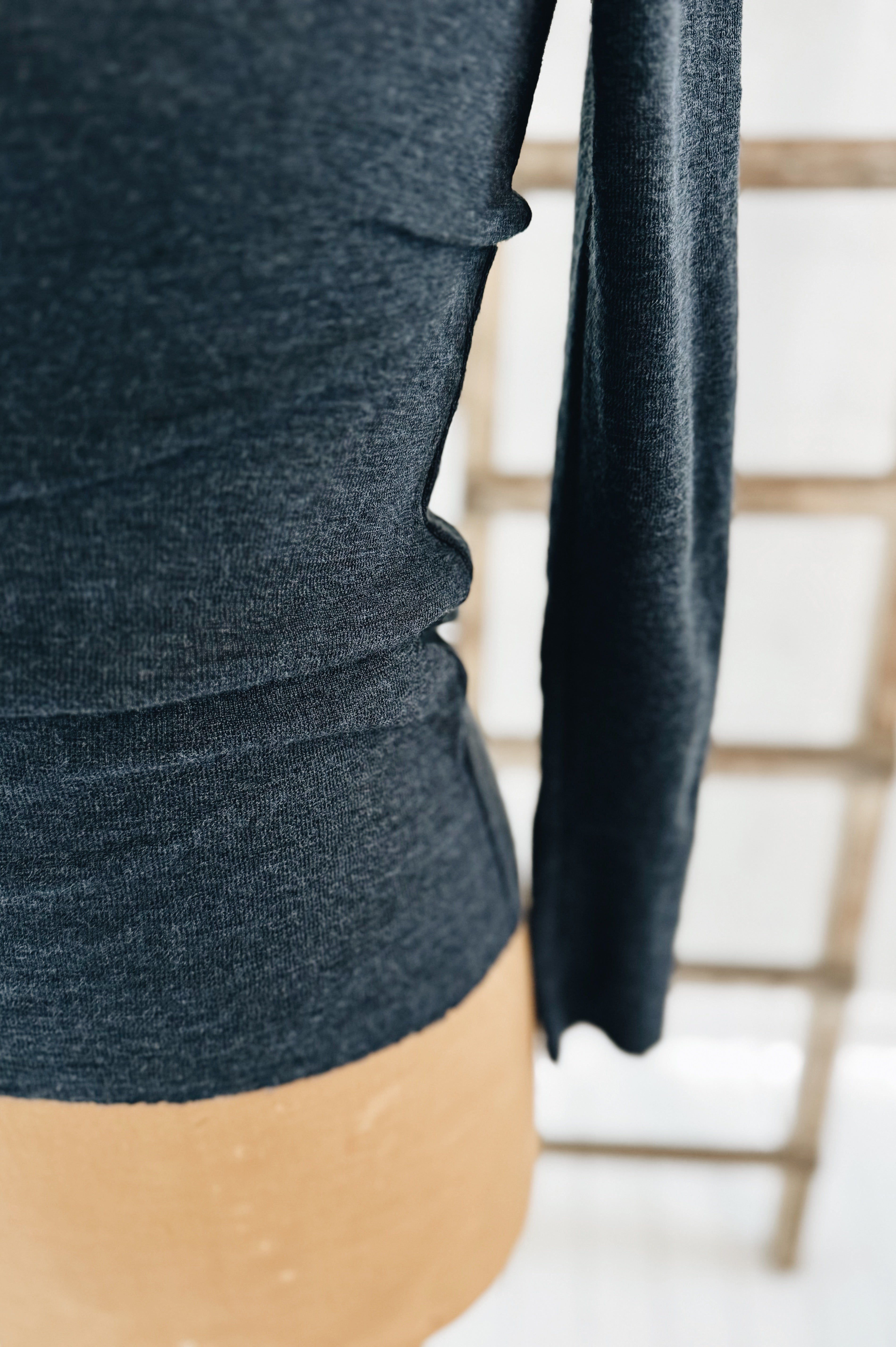 Merino Roll Neck | Mid Blue Melange