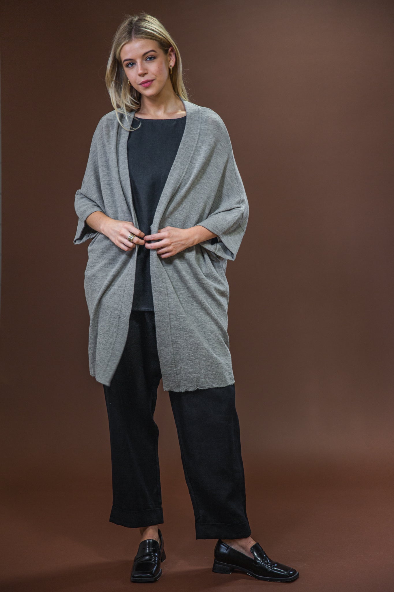 Merino Cardigan | Elephant Melange
