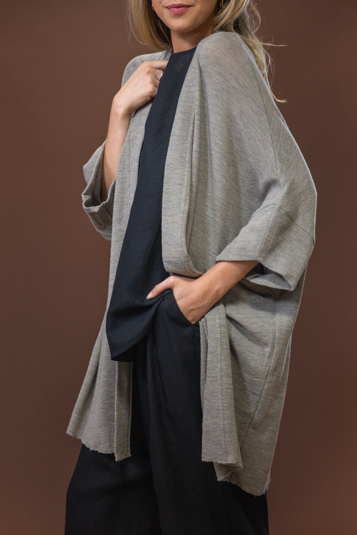 Merino Cardigan | Elephant Melange