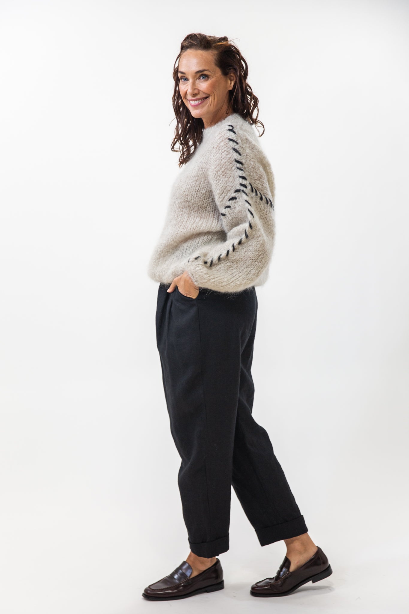 Catia Stitched Pullover | Beige