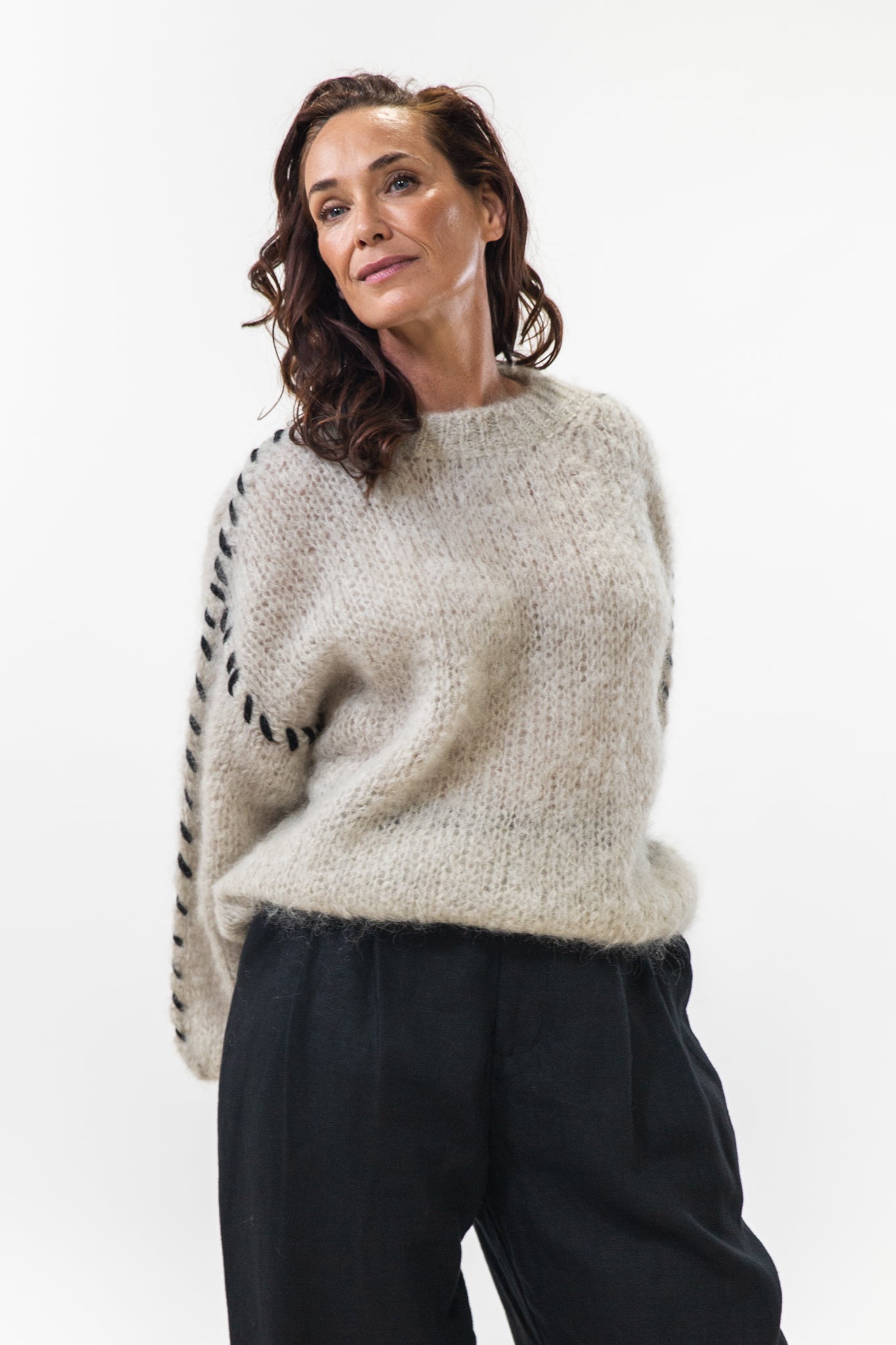 Catia Stitched Pullover | Beige
