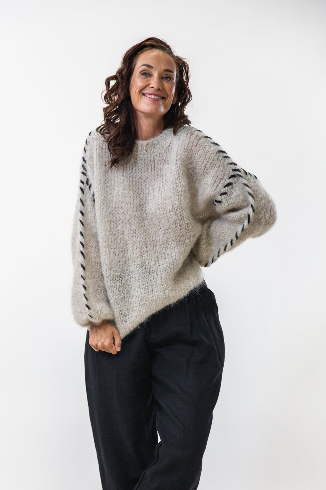 Catia Stitched Pullover | Beige