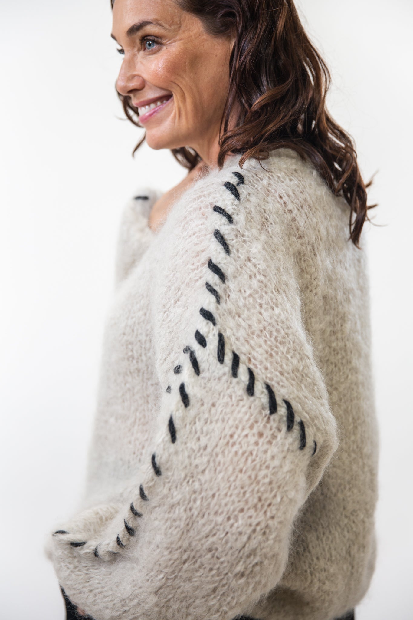 Catia Stitched Pullover | Beige