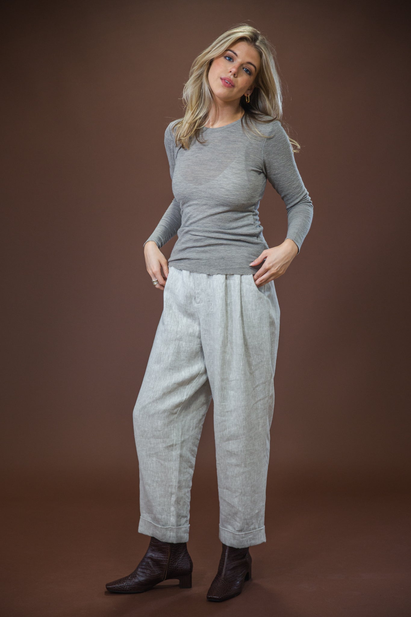 Merino Crew Neck | Elephant Melange