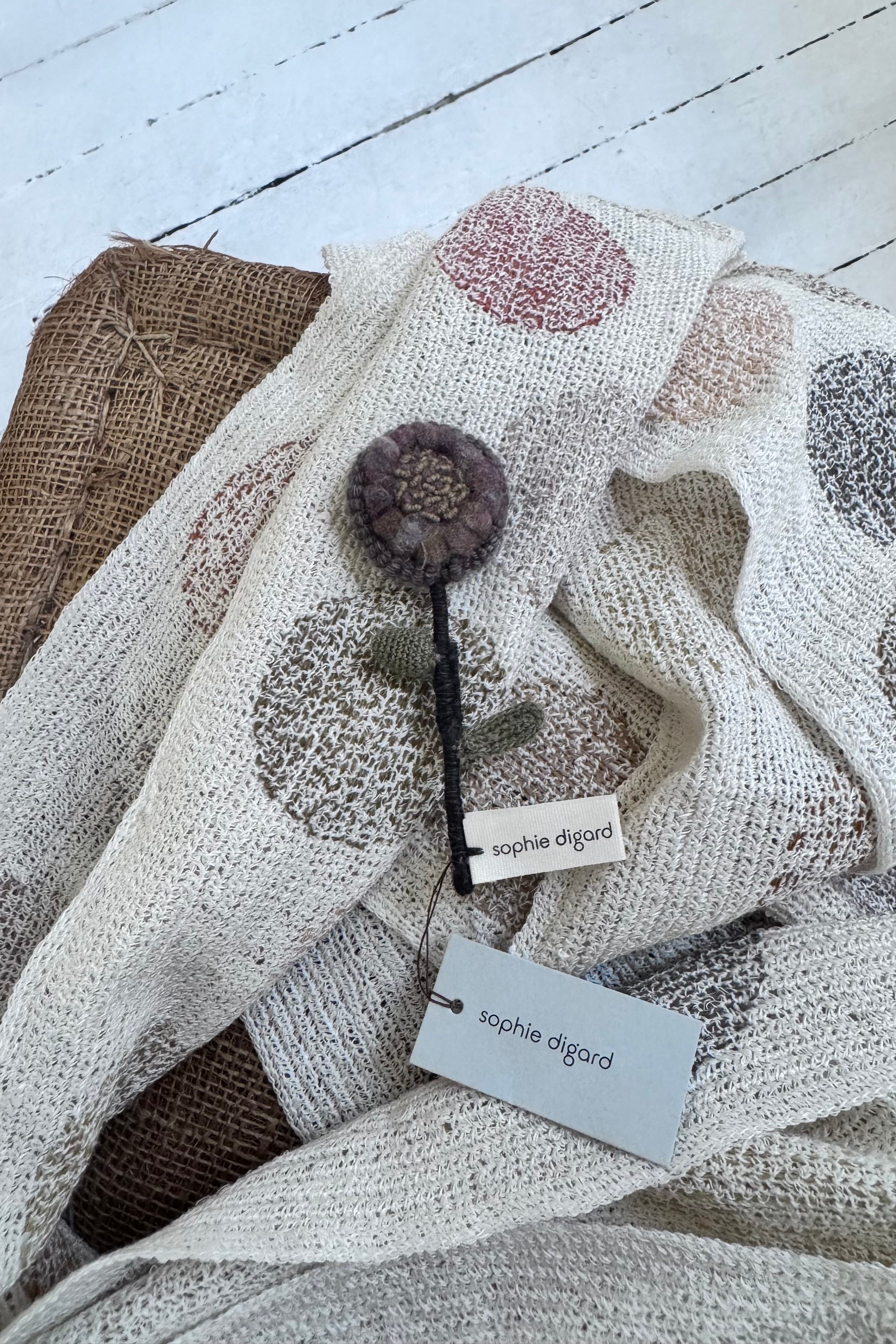 Sophie Digard | Single Stem Wool Brooch | Anise