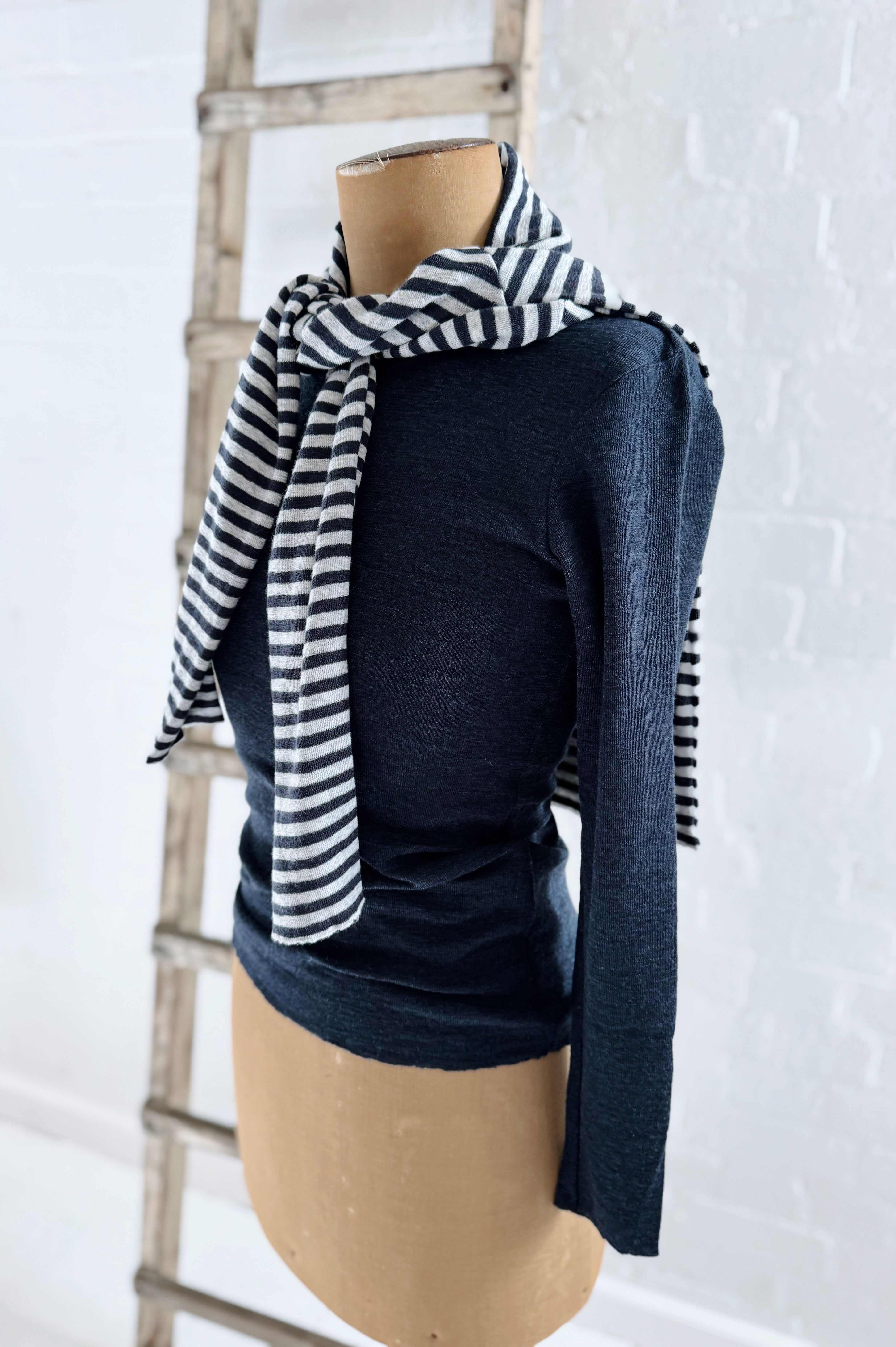 Merino Crew Neck | Mid Blue Melange
