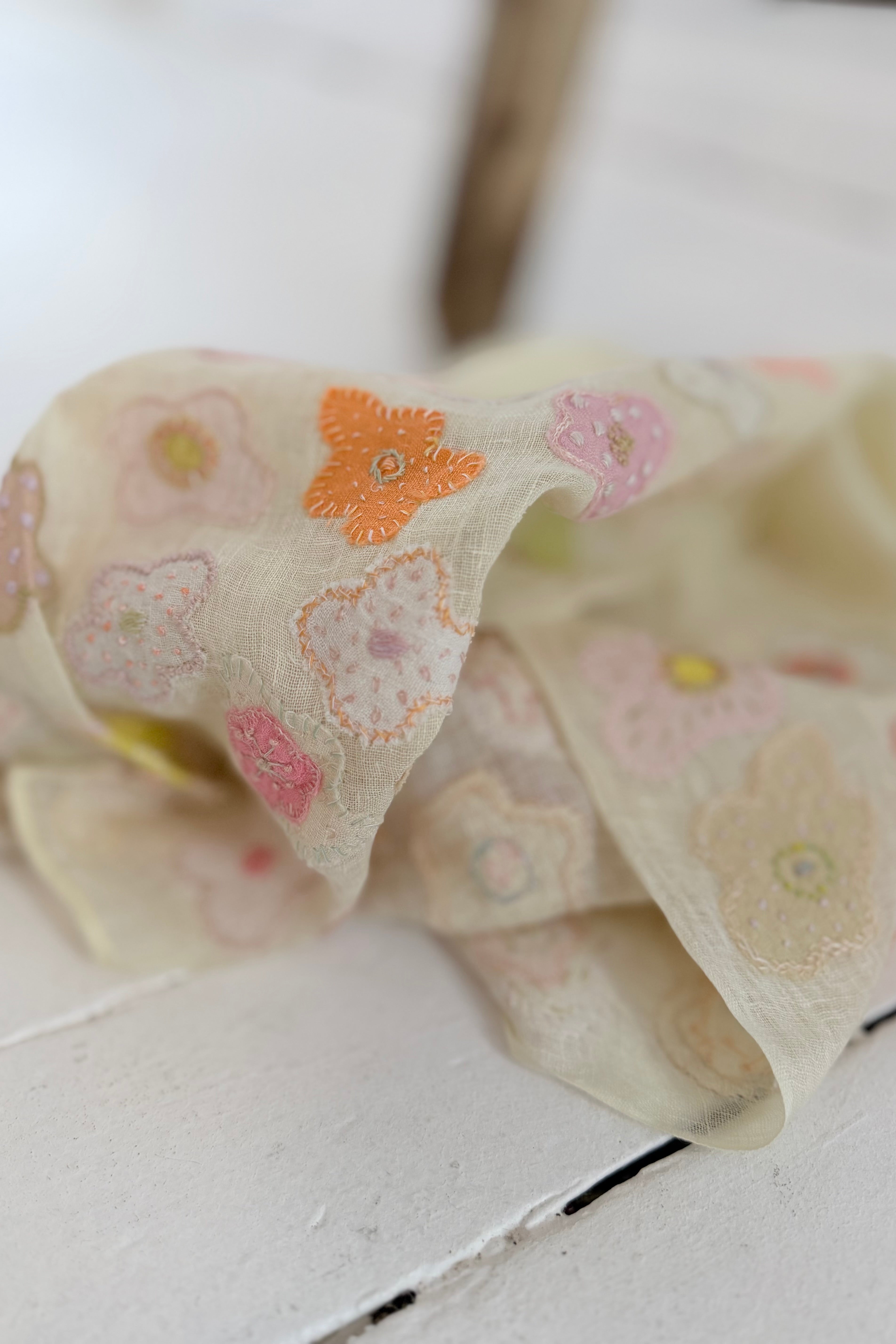 Sophie Digard | Delicate Embroidered Linen Scarf | Tilly