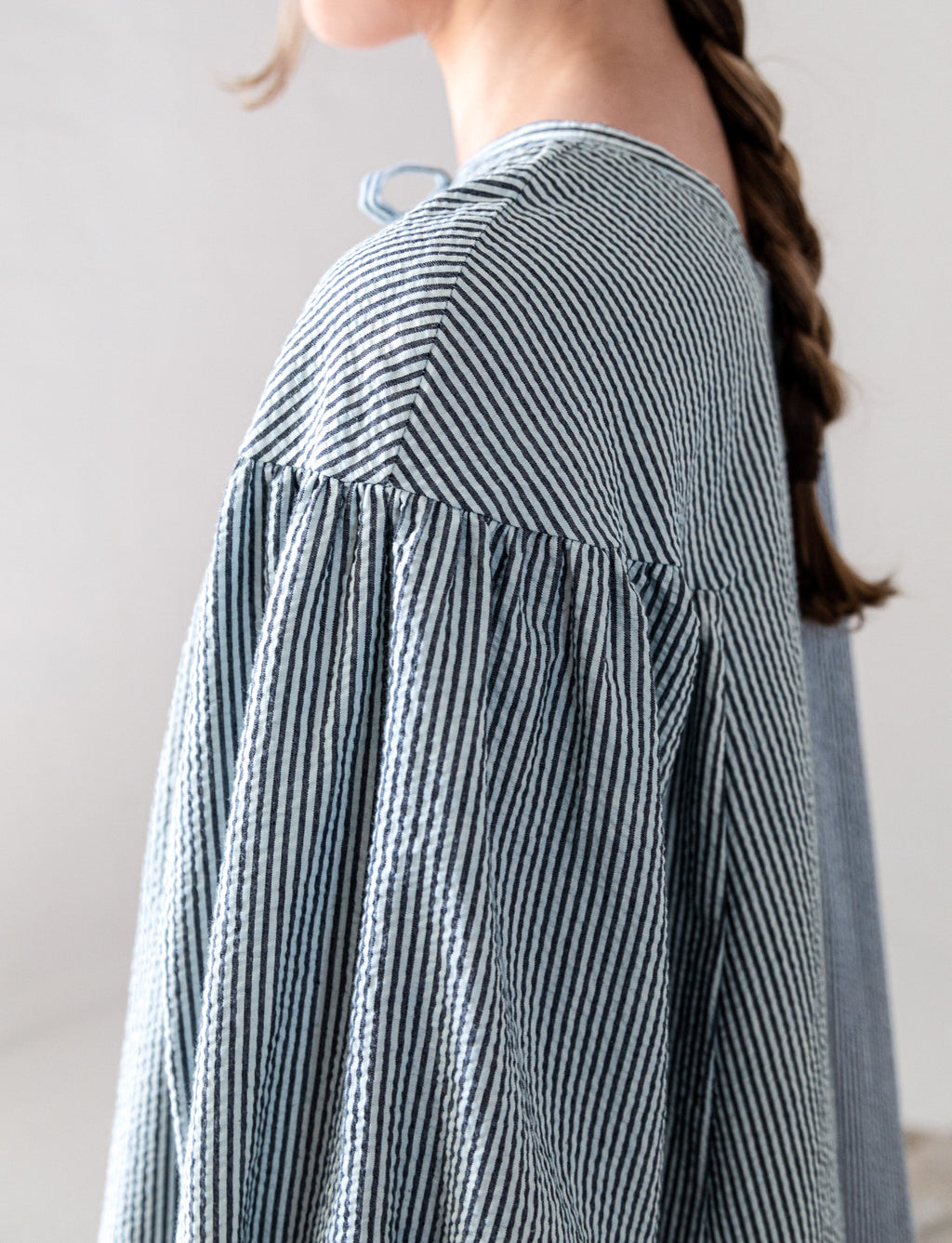 Daisy Dress | Smokey Blue Stripe