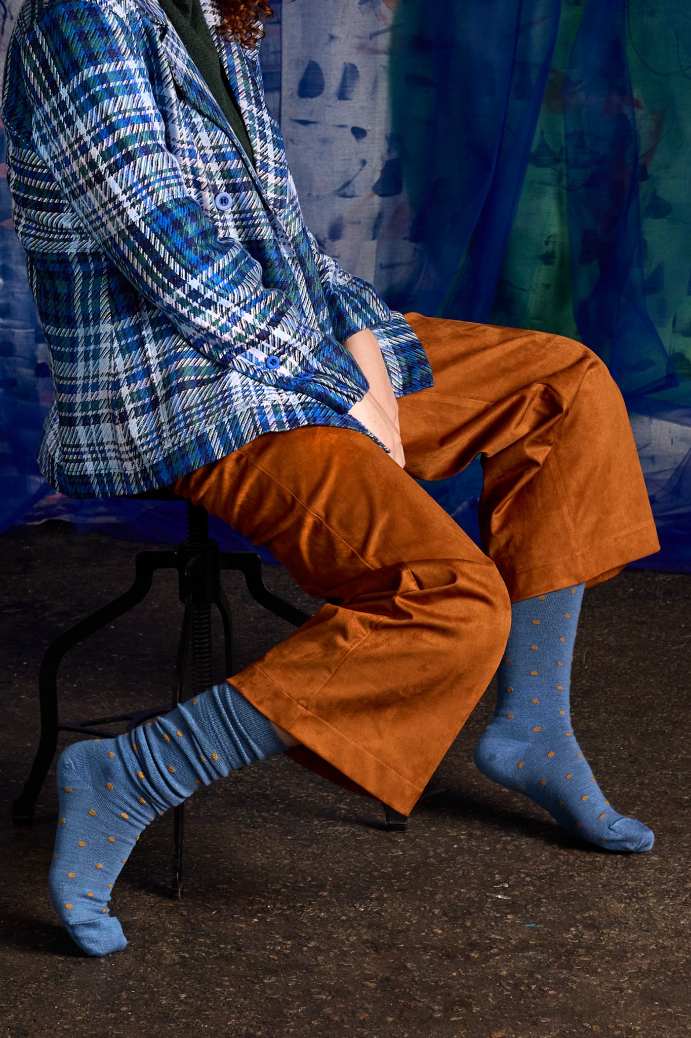 Tightology | Dotty Blue Merino Wool Socks