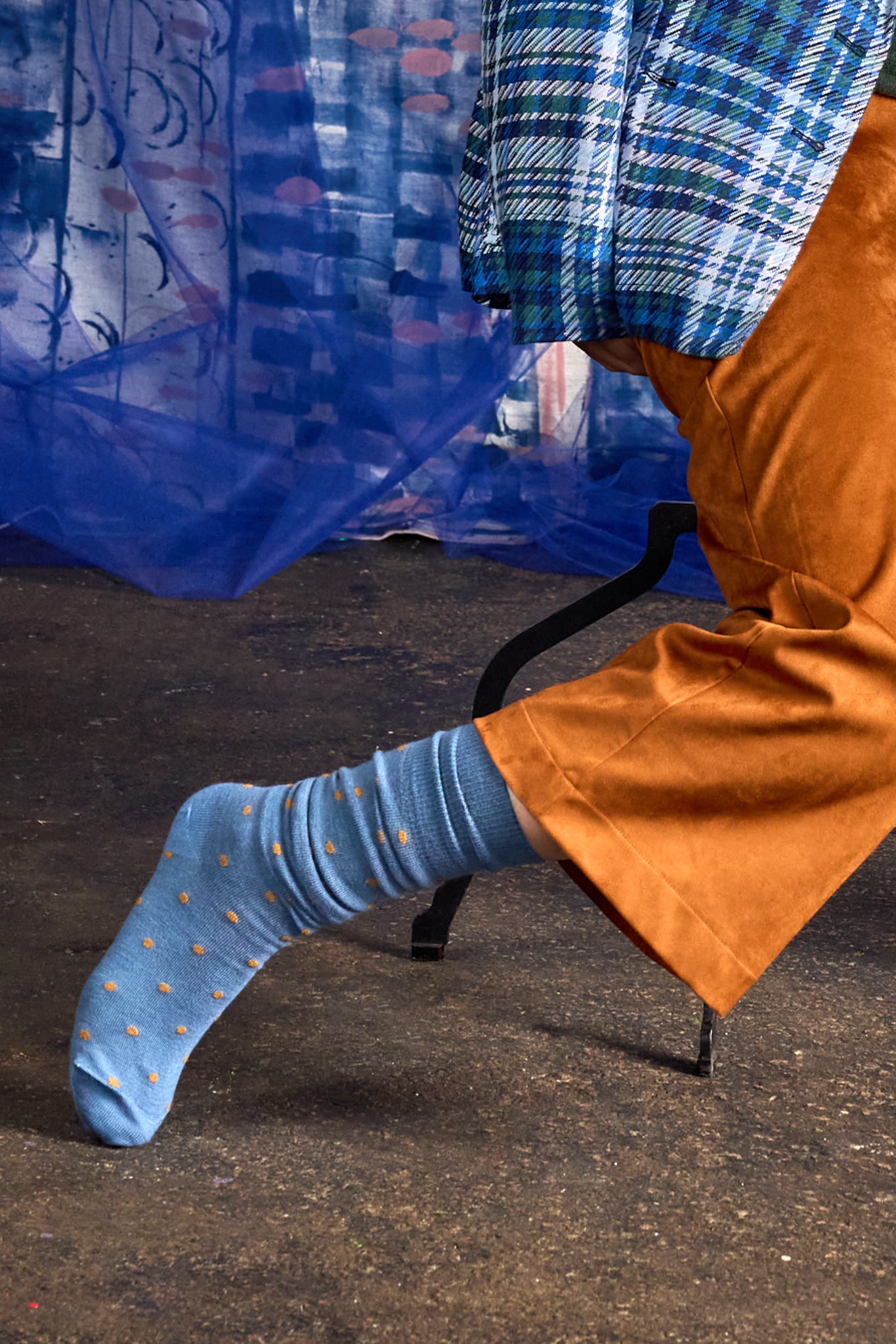 Tightology | Dotty Blue Merino Wool Socks