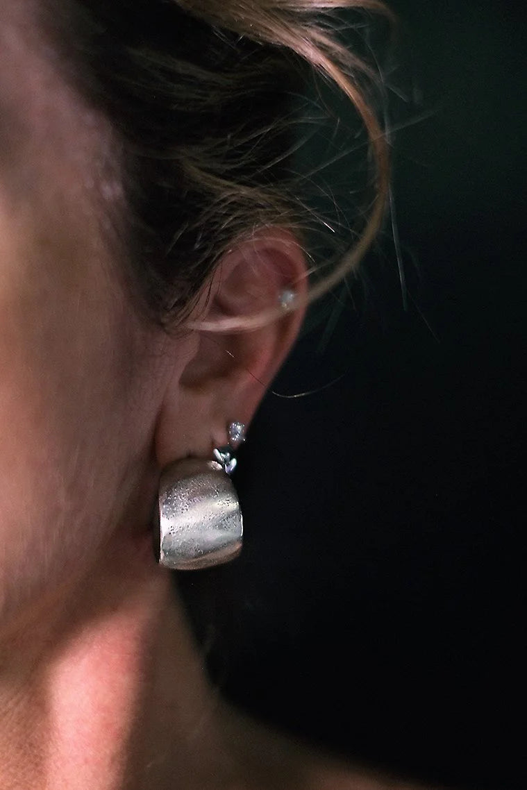 EWA Tribal | Handworked Hoops | Silver