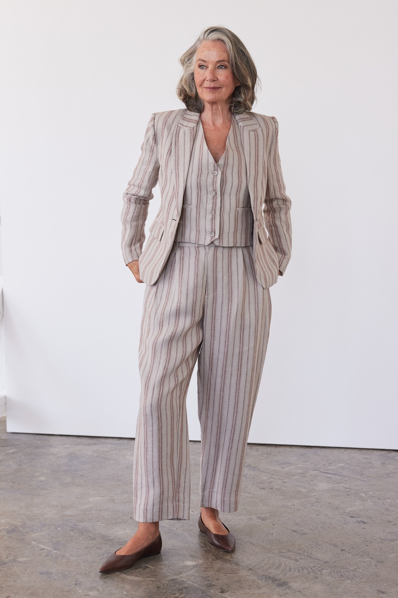 Brooklyn Fitted Blazer | Brick Stripe